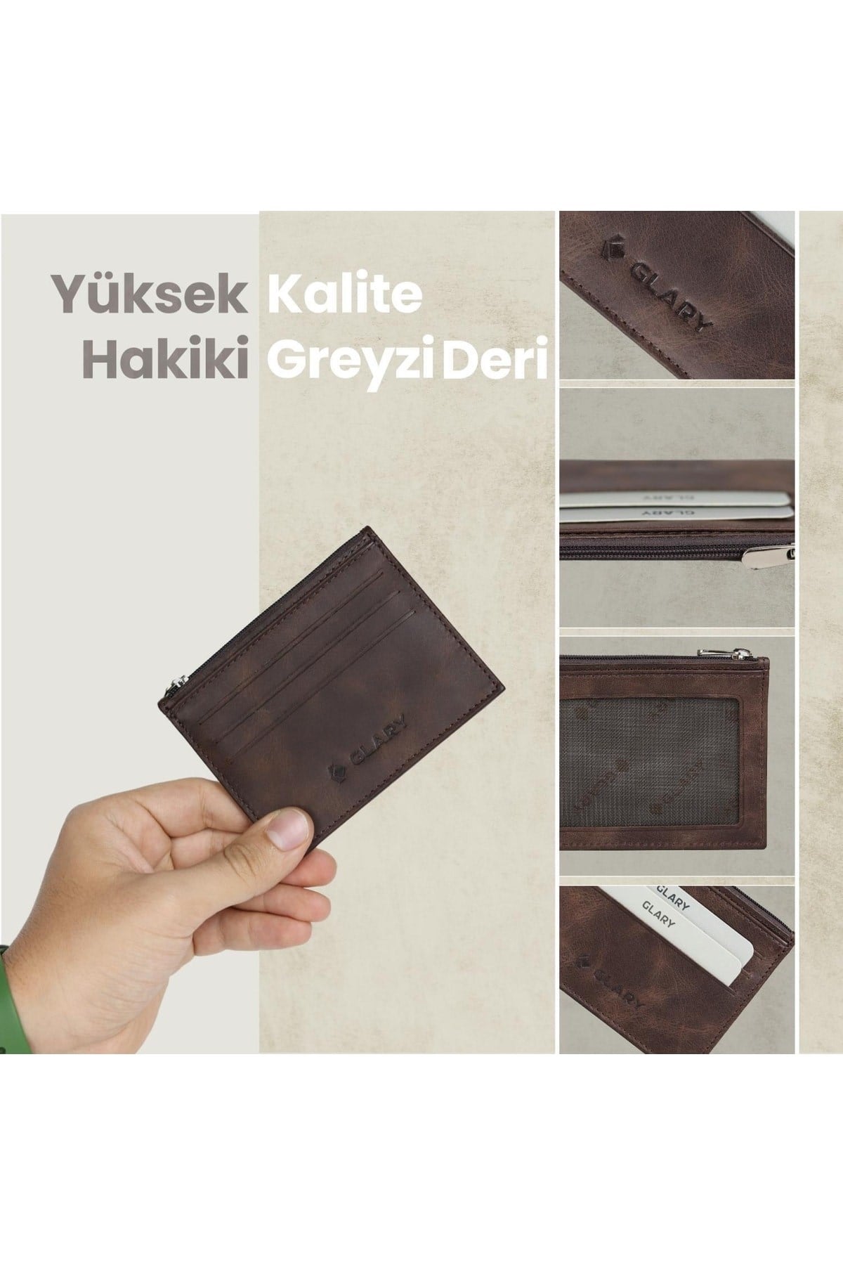 Gl401brw 1.sınıf Kalite Hakiki Deri (genuine Leather) Portmone Unisex Deri Kartlık Cüzdan-kahv