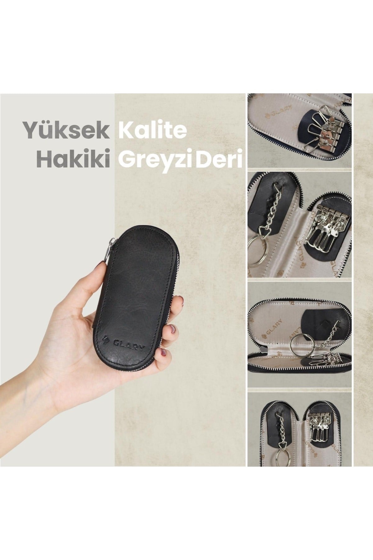 Gl500blc 1.sınıf Kalite Hakiki Deri (genuine Leather) Portmone Unisex Anahtarlık-siyah