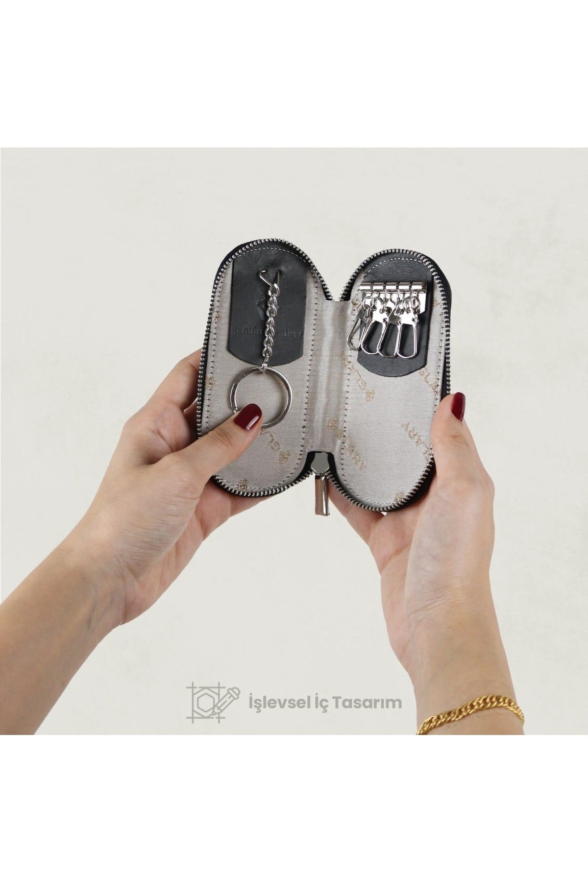 Gl500blc 1.sınıf Kalite Hakiki Deri (genuine Leather) Portmone Unisex Anahtarlık-siyah