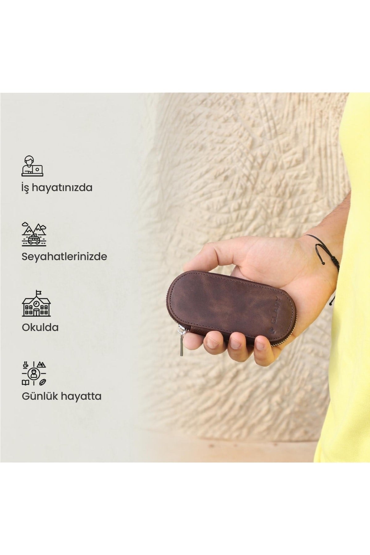 Gl500brw 1.sınıf Kalite Hakiki Deri (genuine Leather) Portmone Unisex Anahtarlık-kahverengi