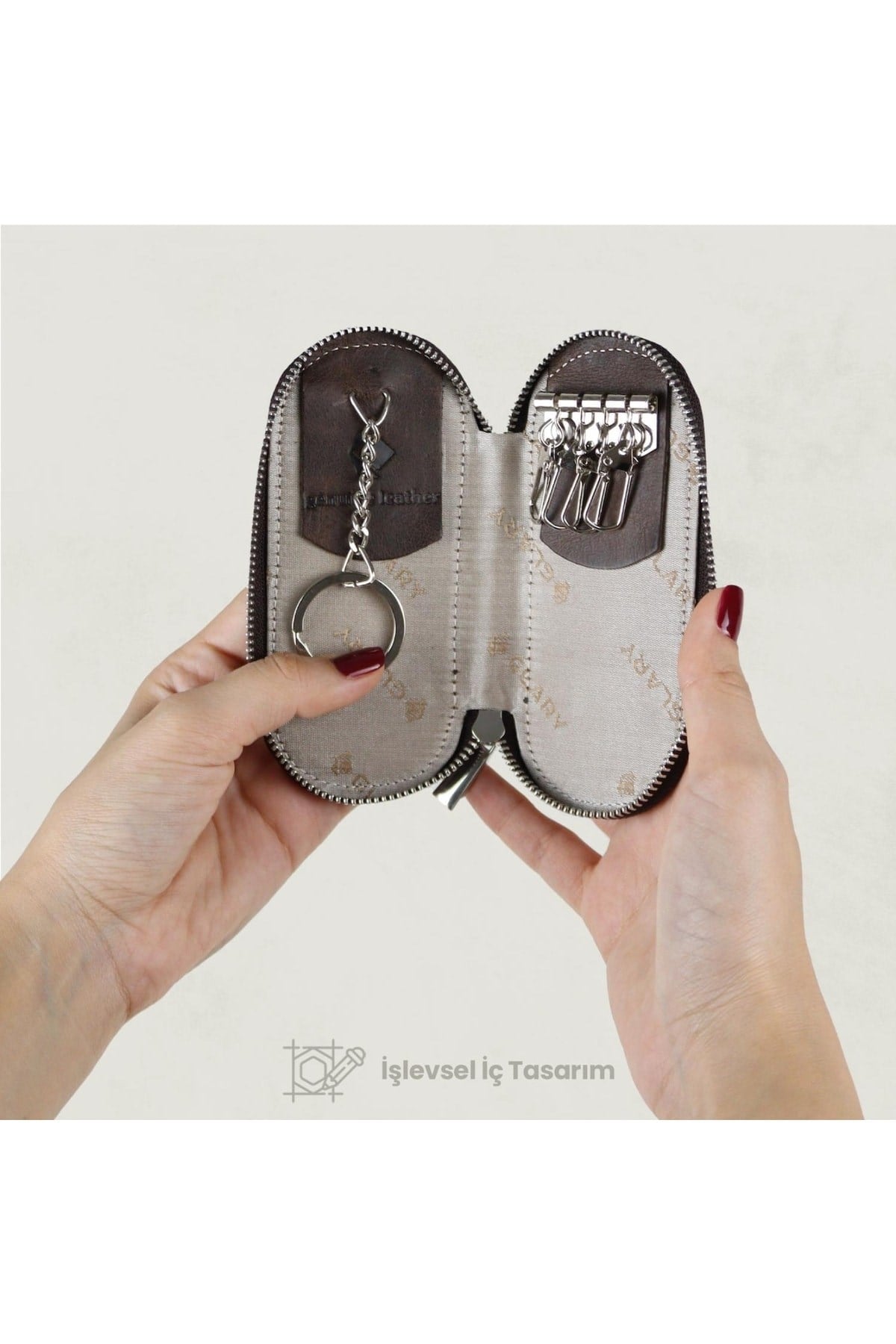 Gl500brw 1.sınıf Kalite Hakiki Deri (genuine Leather) Portmone Unisex Anahtarlık-kahverengi