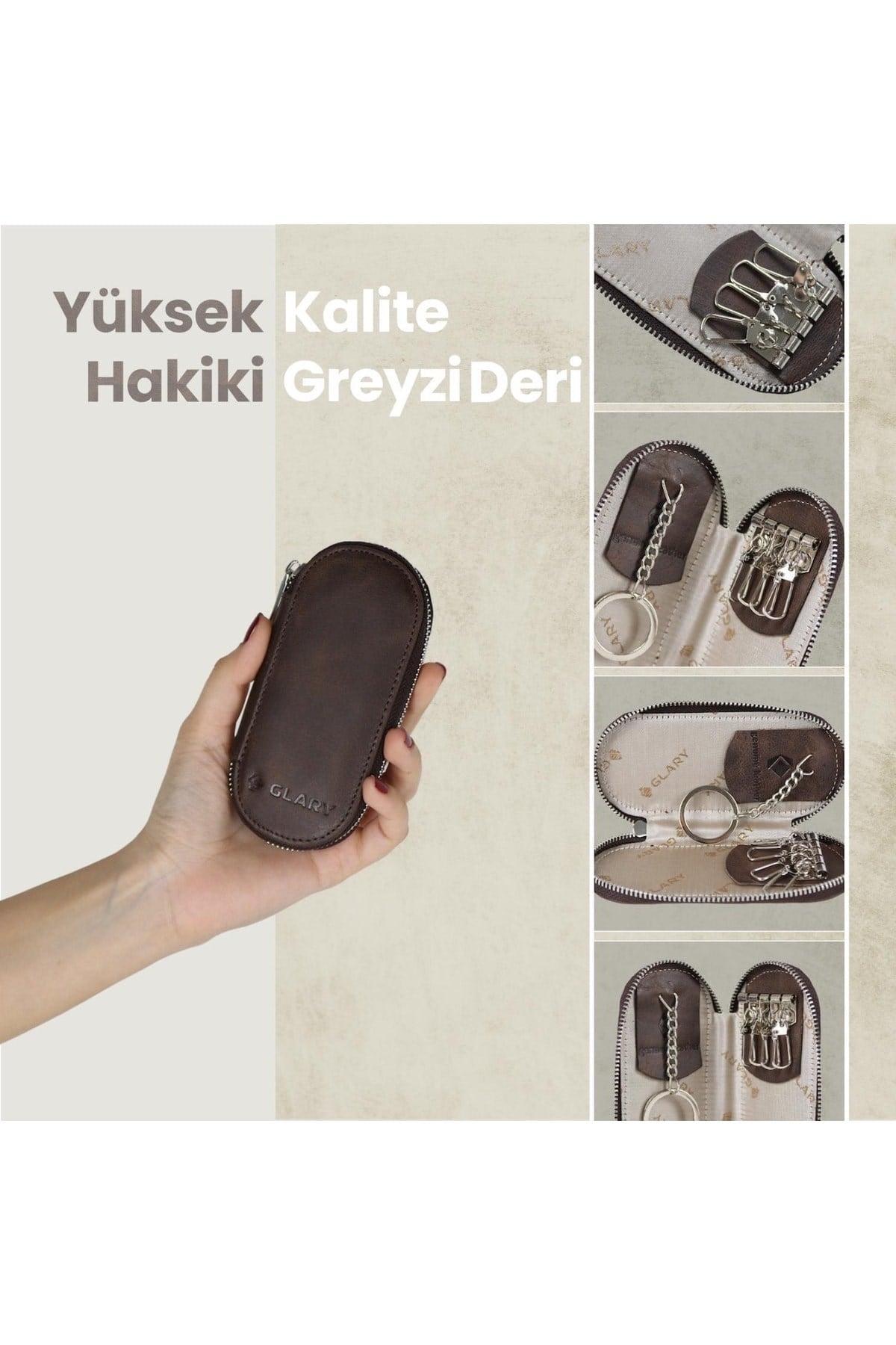 Gl500brw 1.sınıf Kalite Hakiki Deri (genuine Leather) Portmone Unisex Anahtarlık-kahverengi