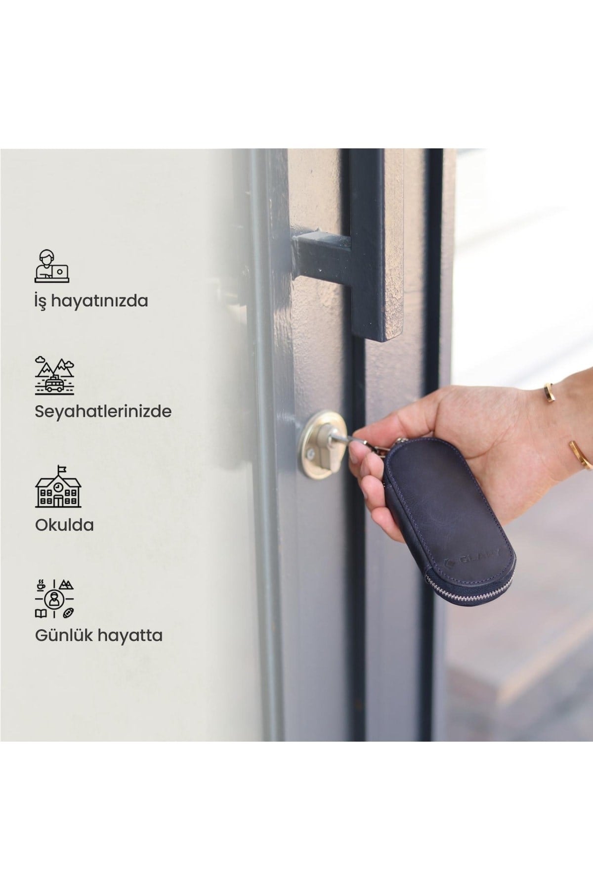 Gl500db 1.sınıf Kalite Hakiki Deri (genuine Leather) Portmone Unisex Anahtarlık-lacivert
