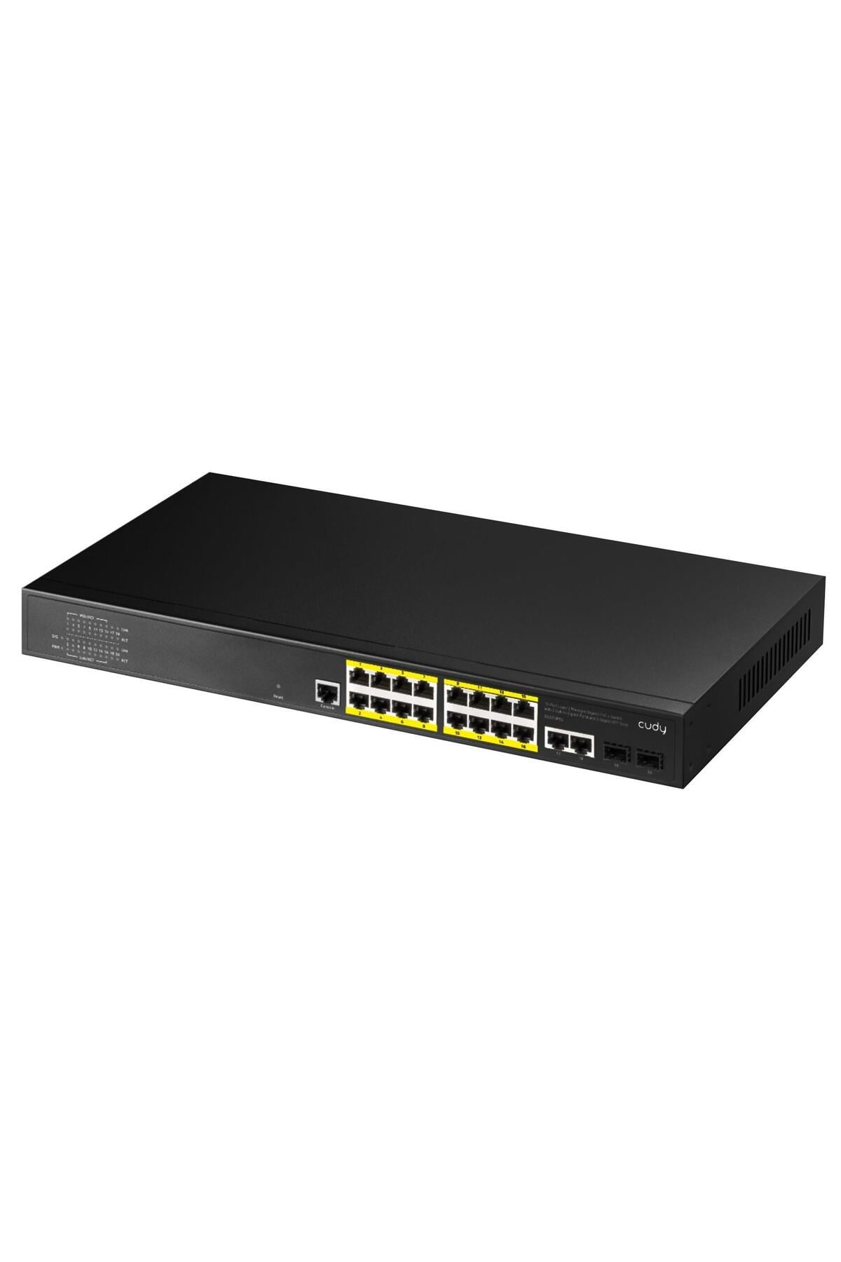 GS2018PS2 2SFP,2Uplink,1Consol,16 Port L2 Yönetilebilir Gigabit PoE+ Metal Rack Mount Switch