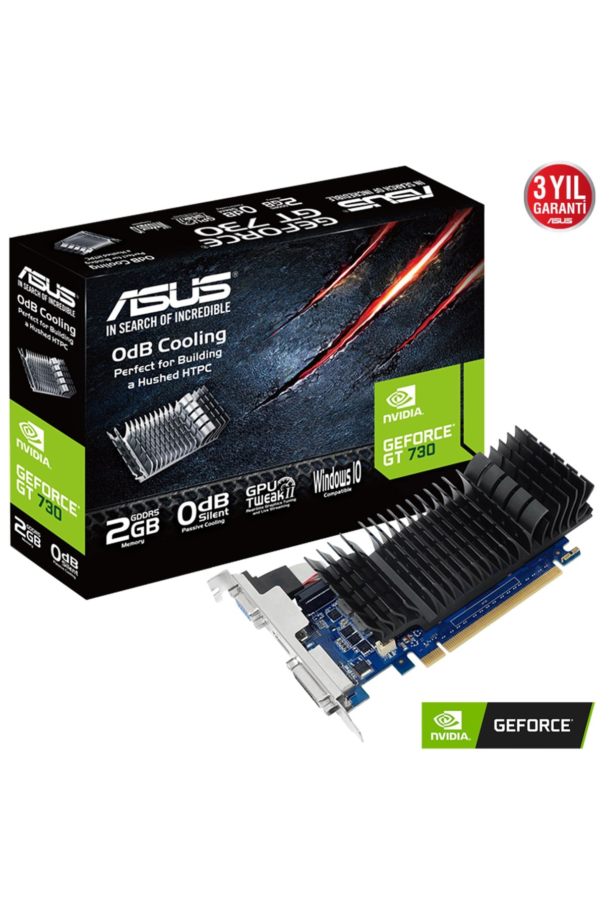 GT730-SL-2GD5-BRK 2GB Geforce GT730 DDR5 64bit HDMI DVI VGA 16x Ekran Kartı