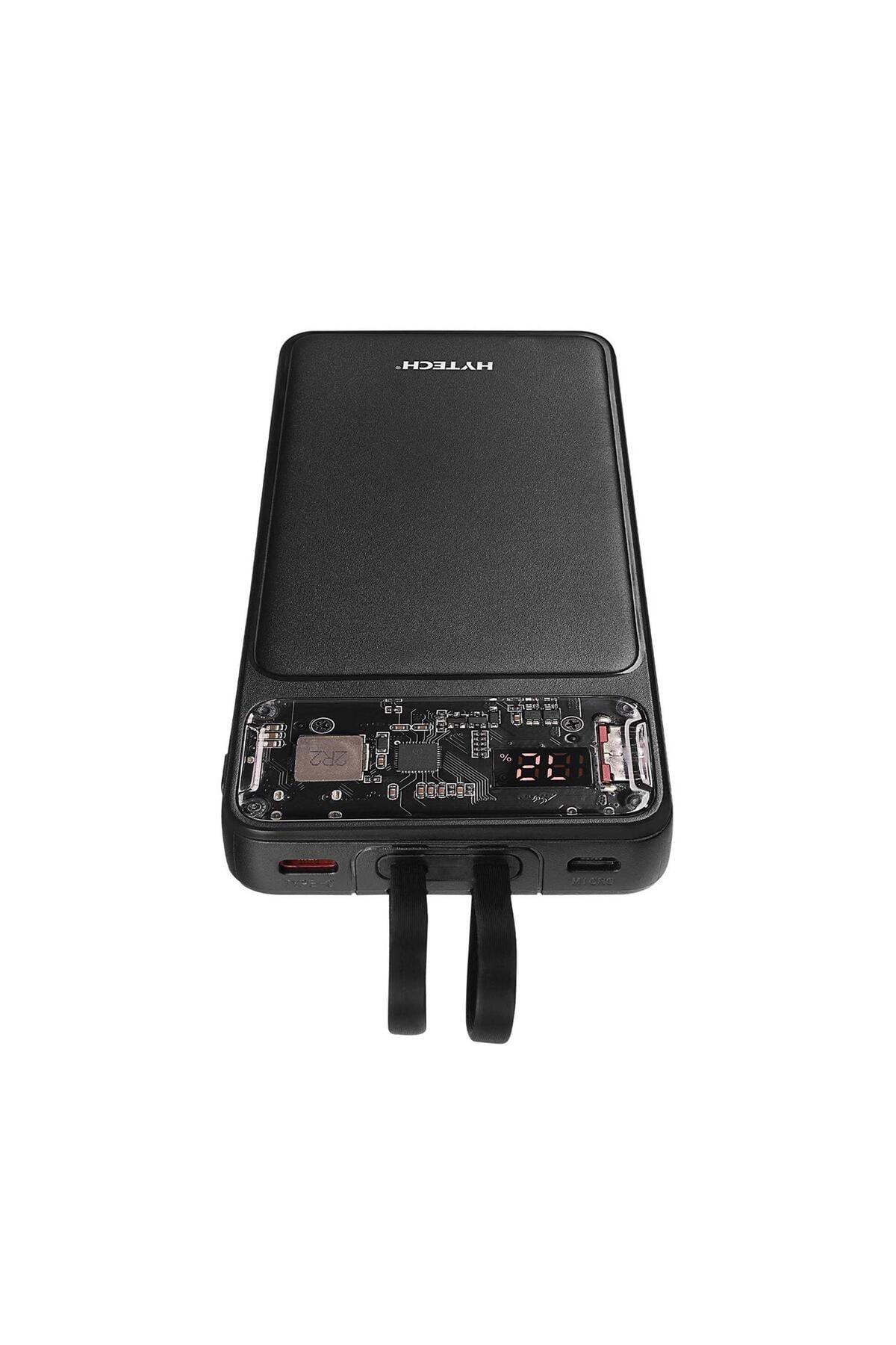 H120 10000mAh QC3.0 PD20W LCD Şeffaf 18W Siyah Taşınabilir Powerbank