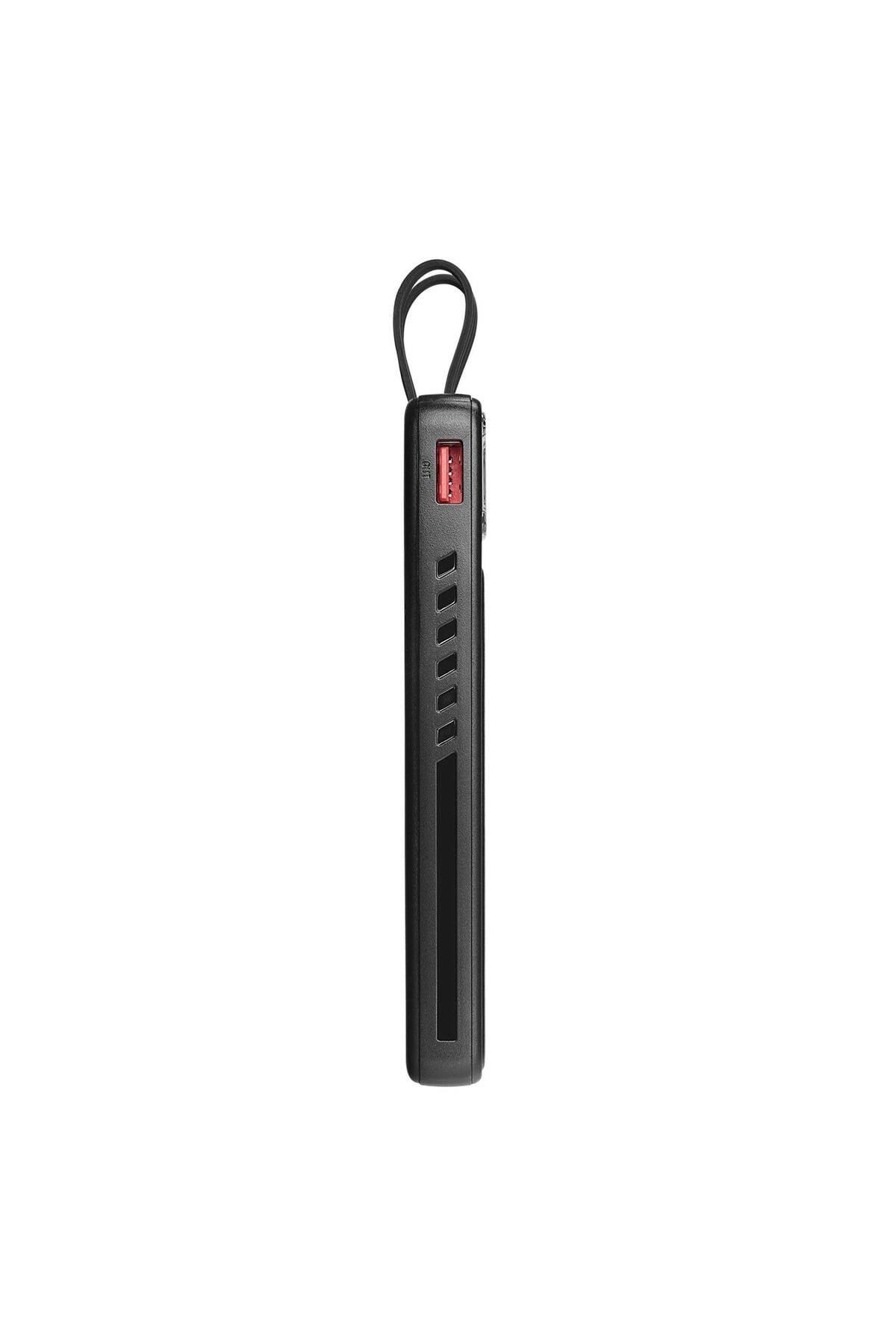 H120 10000mAh QC3.0 PD20W LCD Şeffaf 18W Siyah Taşınabilir Powerbank
