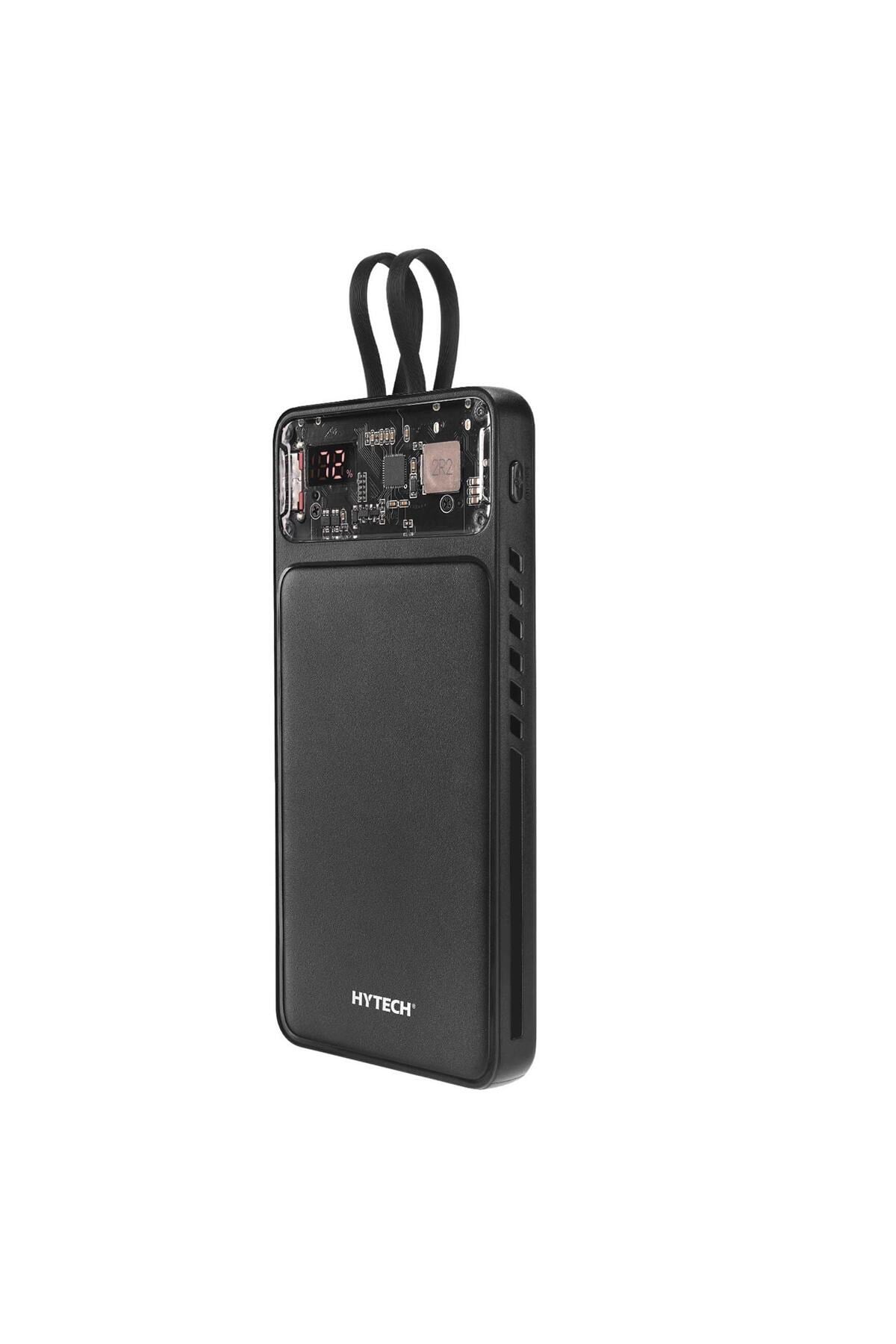 H120 10000mAh QC3.0 PD20W LCD Şeffaf 18W Siyah Taşınabilir Powerbank