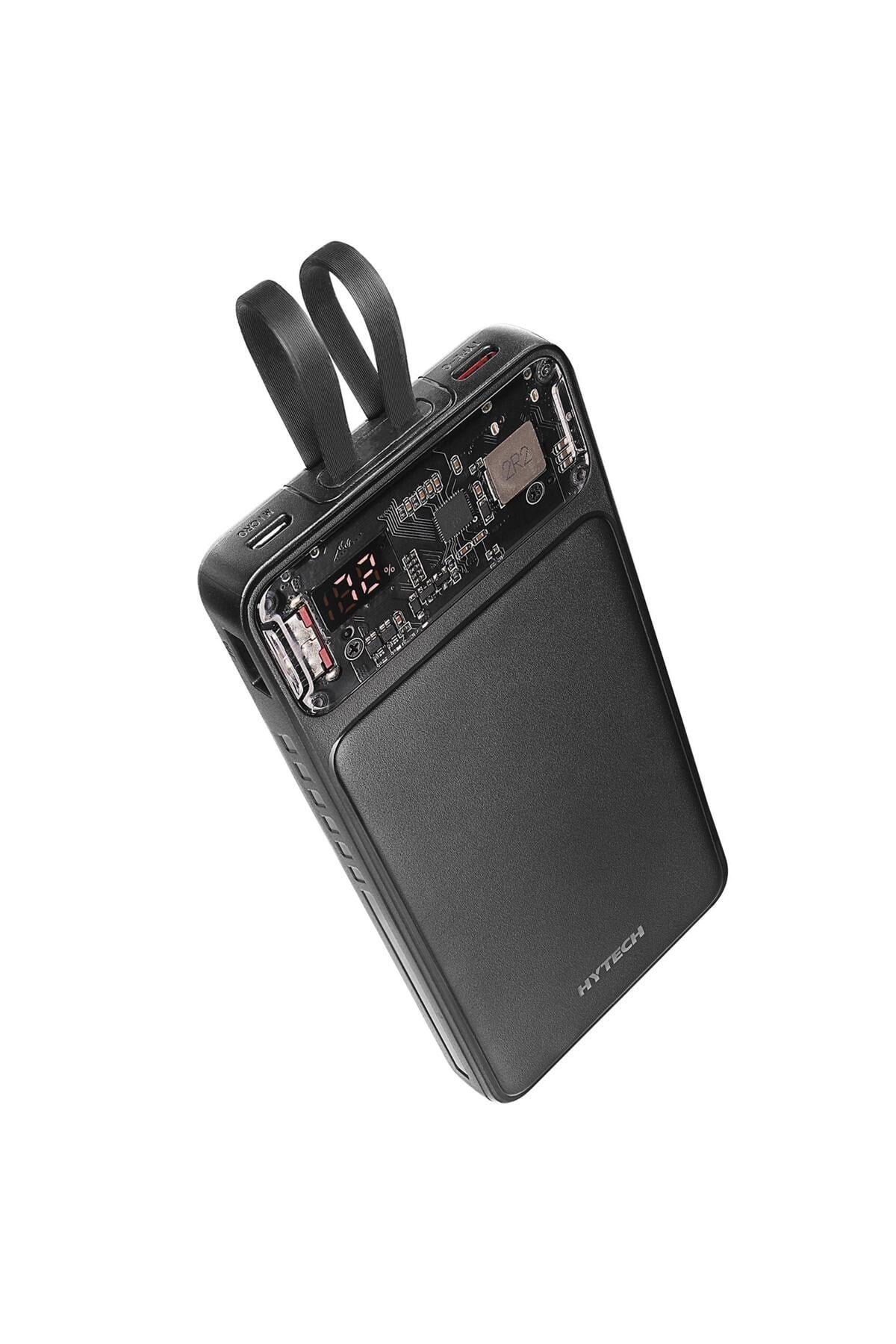 H120 10000mAh QC3.0 PD20W LCD Şeffaf 18W Siyah Taşınabilir Powerbank
