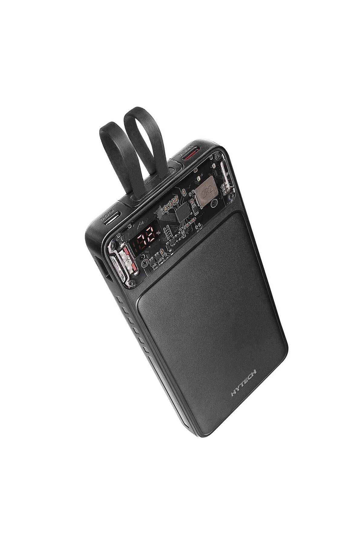 H120 10000mAh QC3.0 PD20W LCD Şeffaf 18W Siyah Taşınabilir Powerbank