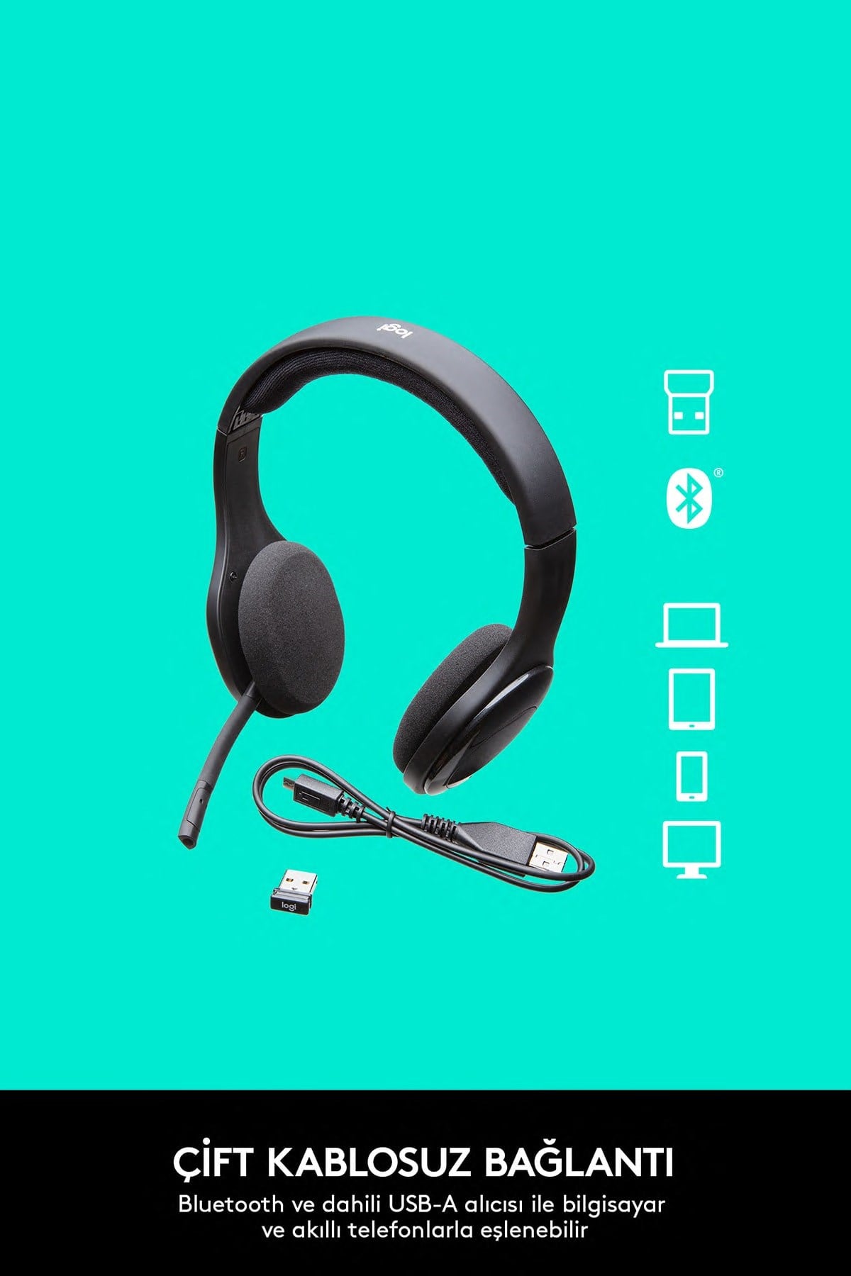 H800 Gürültü Önleyici Mikrofonlu Stereo Bluetooth Kulaklık - Siyah