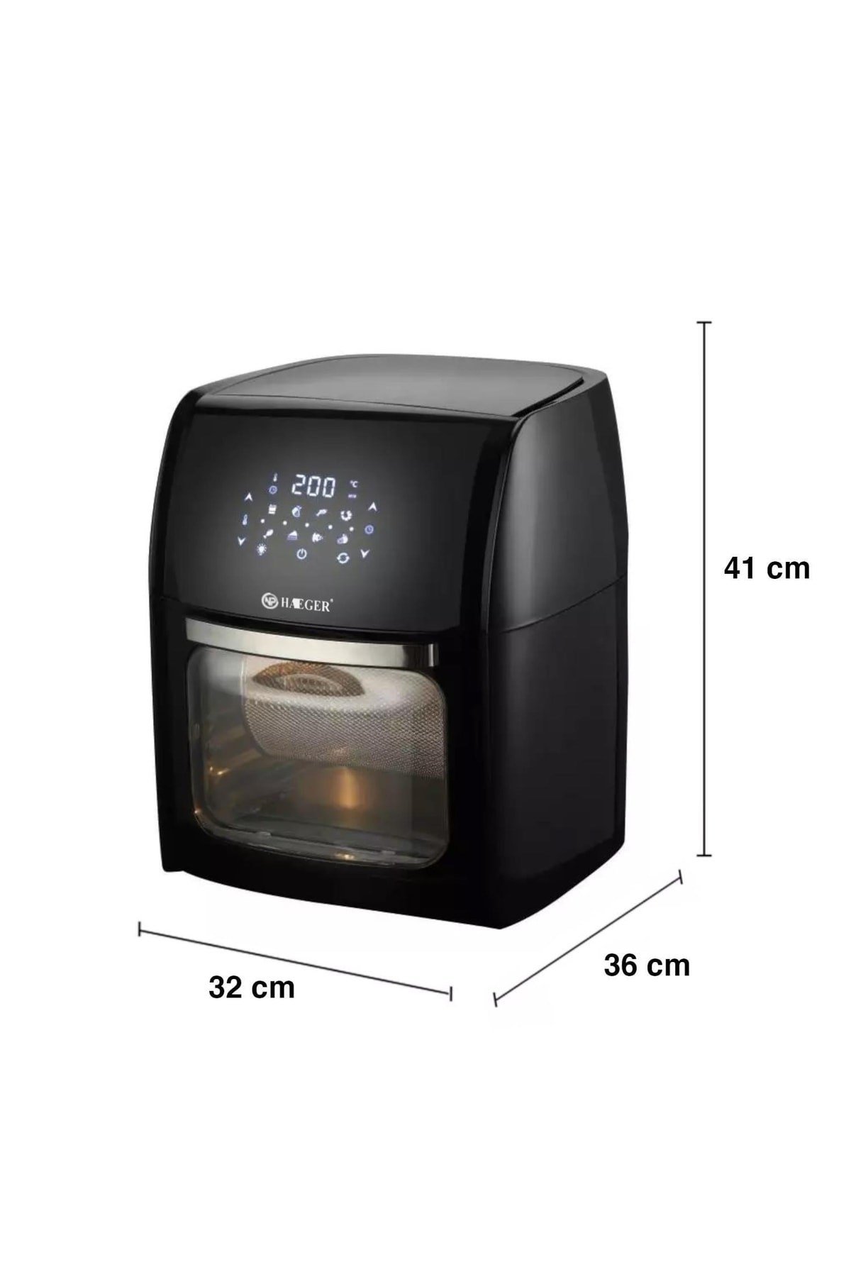 Haeger Hg-5295 Dokunmatik 12l Fırın Tipi 5 Aparatlı Airfryer 2000w Yağsız Kızartma Fritözü