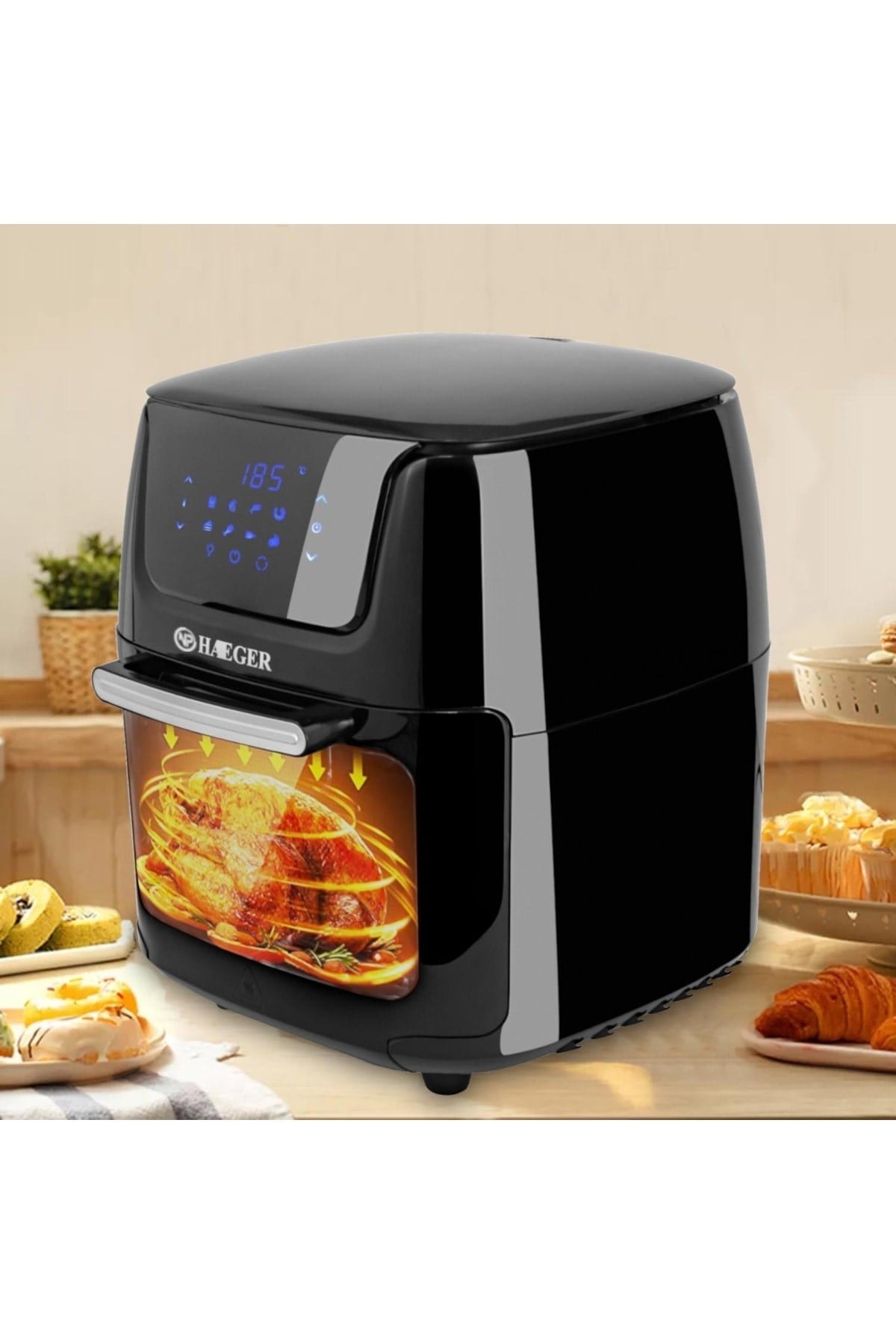 Haeger Hg-5297 Dokunmatik 12l Fırın Tipi 5 Aparatlı Airfryer 1800w Yağsız Kızartma Fritözü