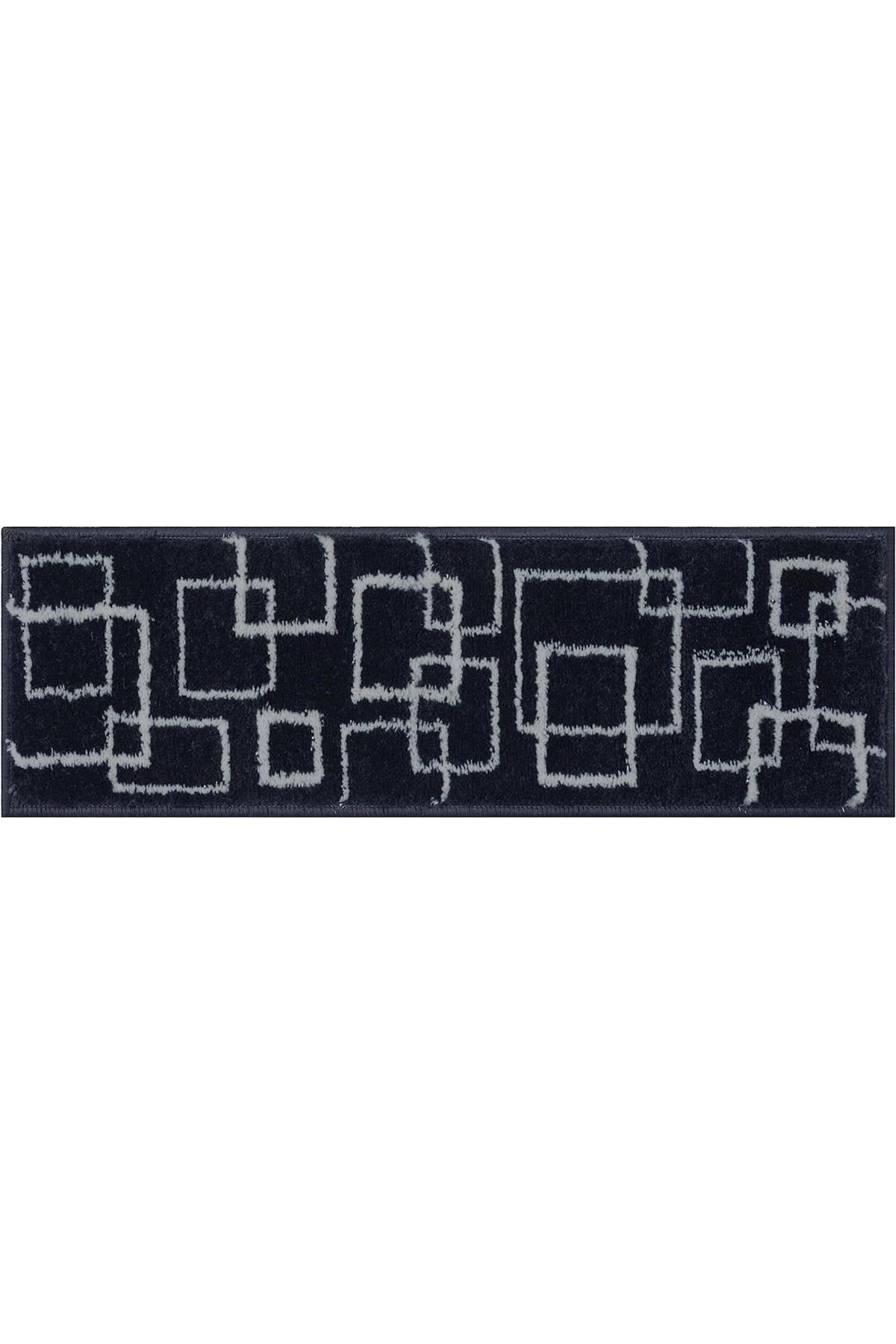 Home Gh40a-gryb-gry1 Kare Desenli Kaydırmaz Tabanlı 1'li Merdiven Halısı - Gri/siyah