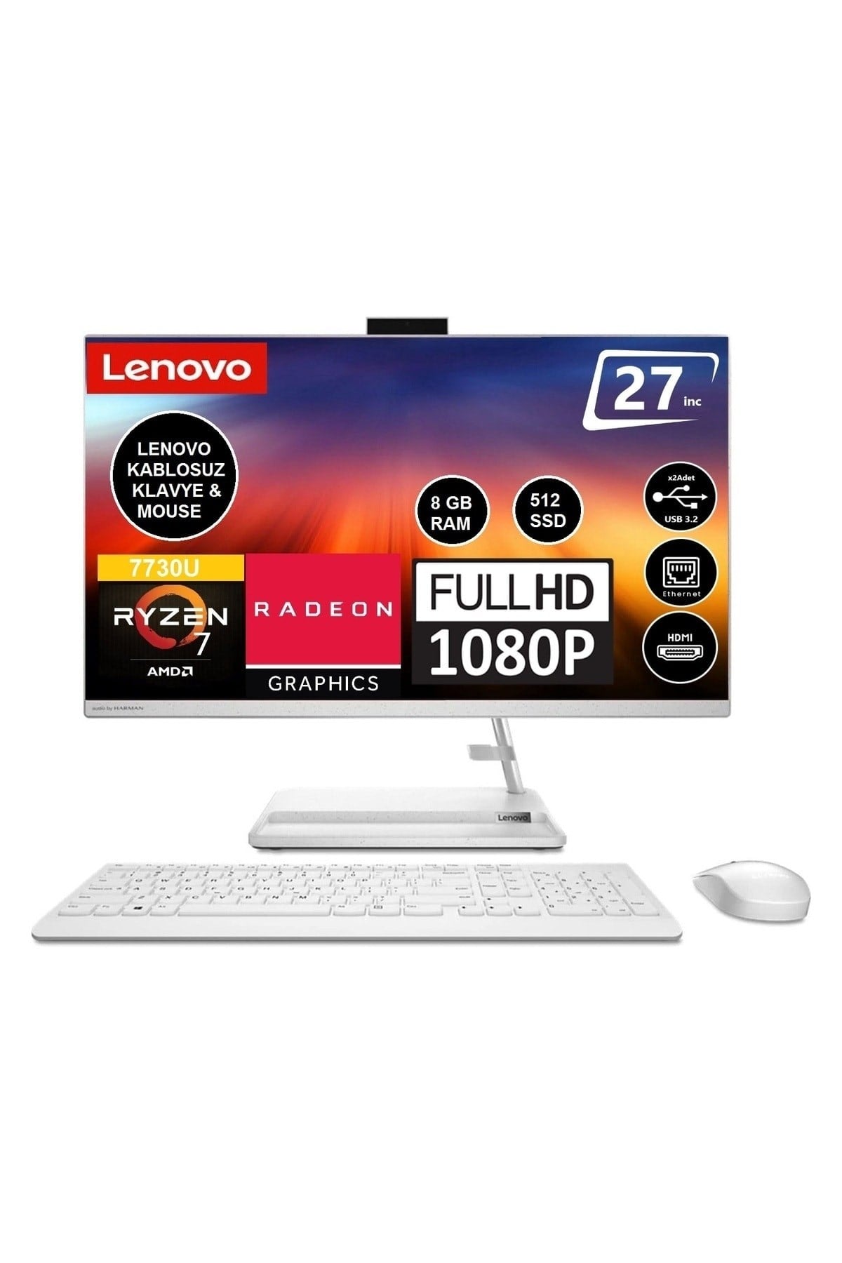 IC AIO 27ALC6 F0FY00HRTX R7-7730U 8GB 512GB SSD 27 FHD IPS FREEDOS AIO PC