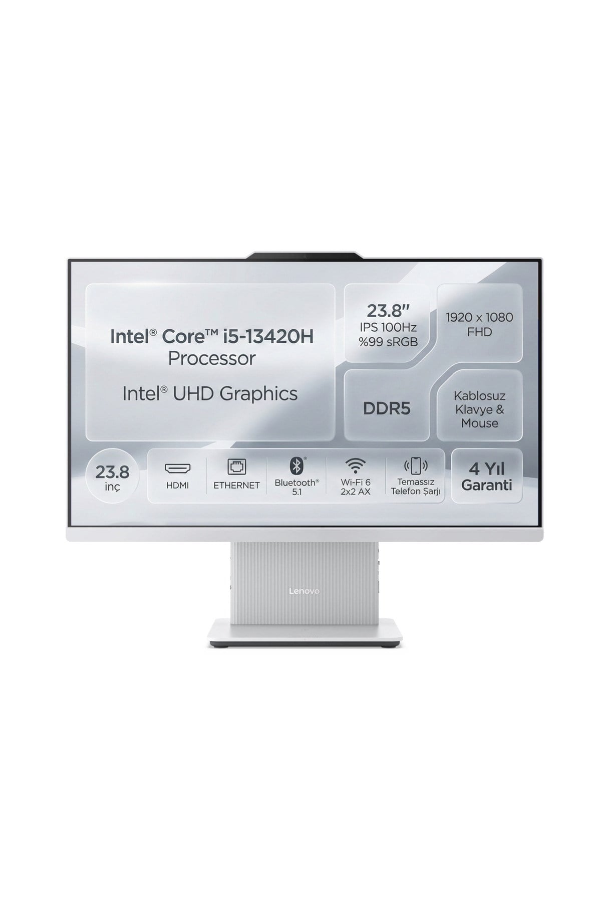 IdeaCentre i5 13420H 8GB 512GB SSD Fdos 23.8 FHD AIO PC F0HN0053TR0 GRİ