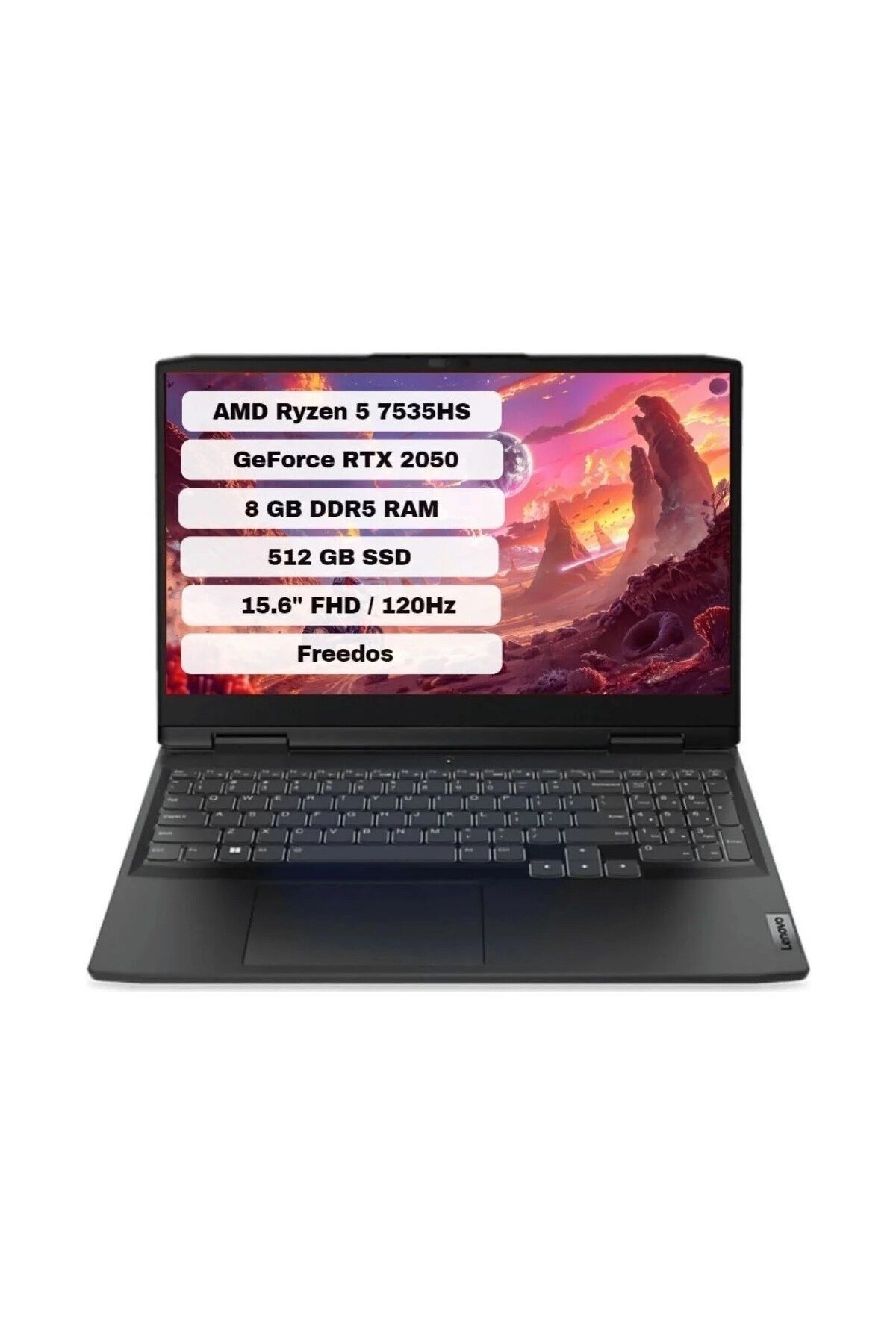 IdeaPad Gaming 3 15ARH7 AMD Ryzen 5 7535HS 8GB 512GB SSD RTX2050 Freedos 15.6
