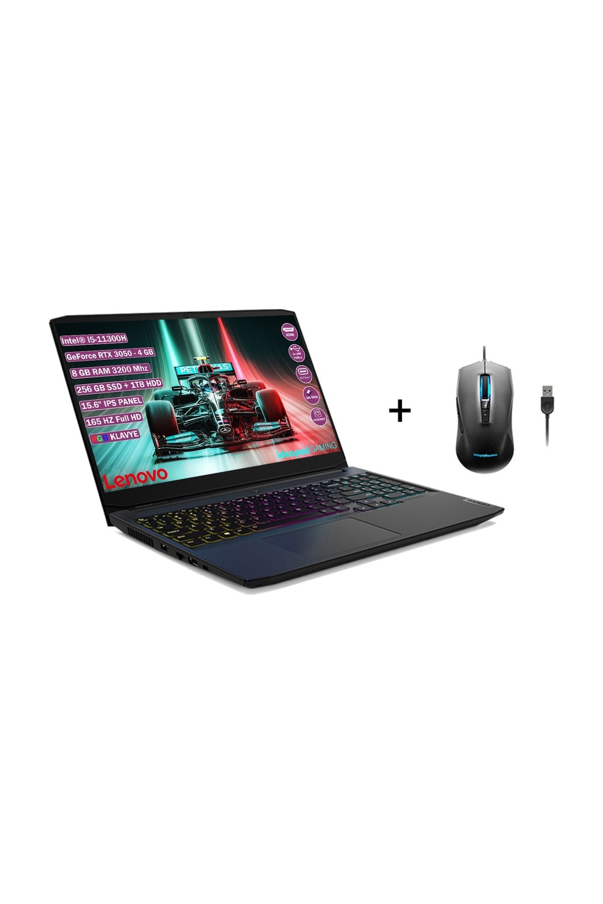 Ideapad Gaming 3 15ıhu6 I5 11300h 8gb 256gb Ssd 1tb Hdd Rtx 3050 Freedos 15.6