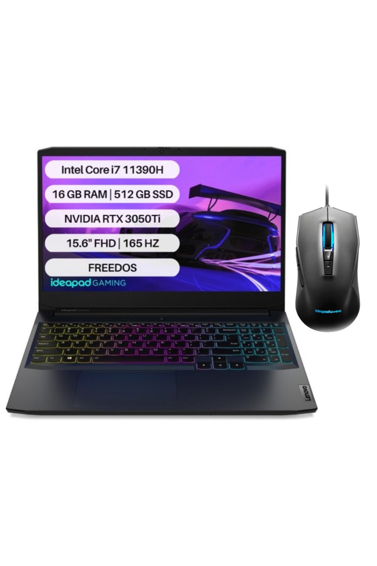 Ideapad Gaming 3 82k100kdtx I7-11390h 16gb 512ssd Rtx3050ti 15.6