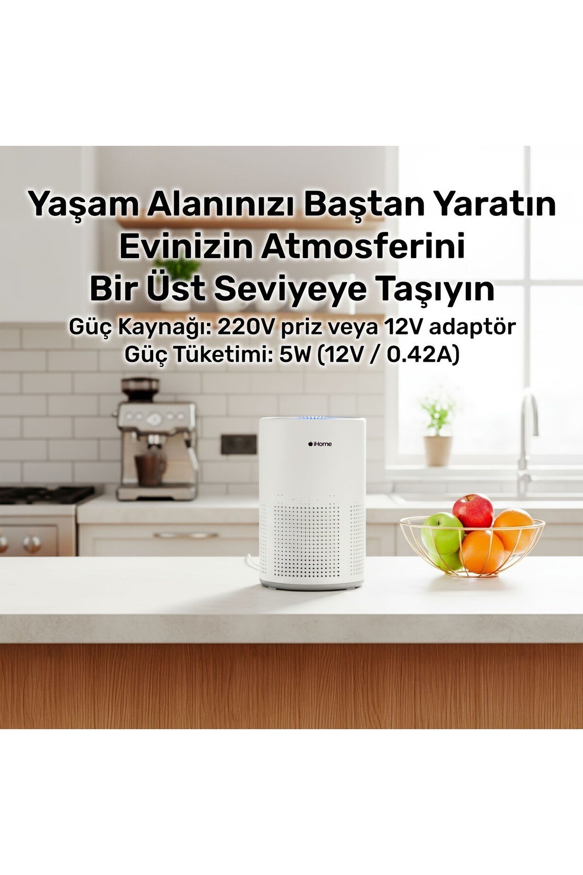 iHome ARP1 Hepa-Aktif Karbon Filtreli 100m3/h Işıklı Ultra Sessiz Air Purifier Hava Temizleyici