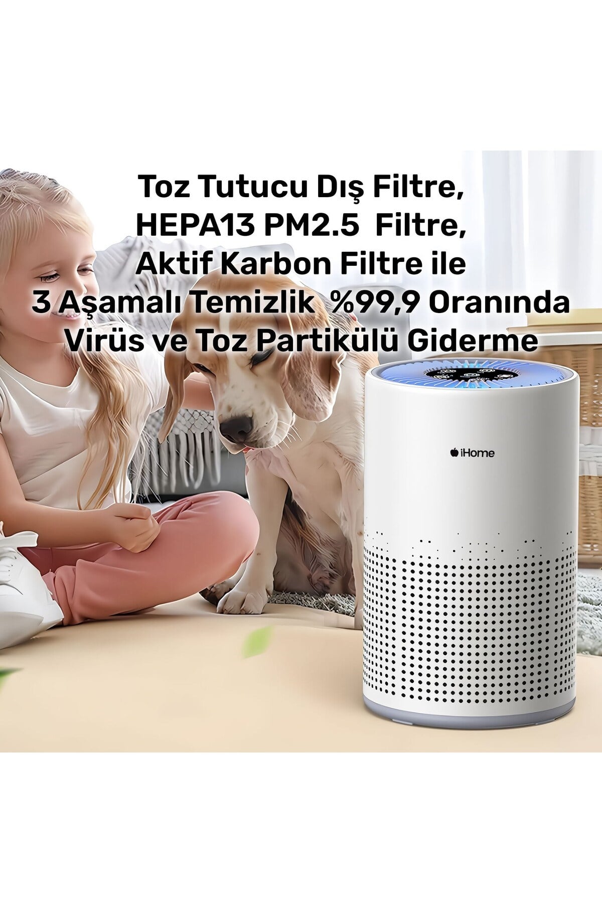 iHome ARP1 Hepa-Aktif Karbon Filtreli 100m3/h Işıklı Ultra Sessiz Air Purifier Hava Temizleyici