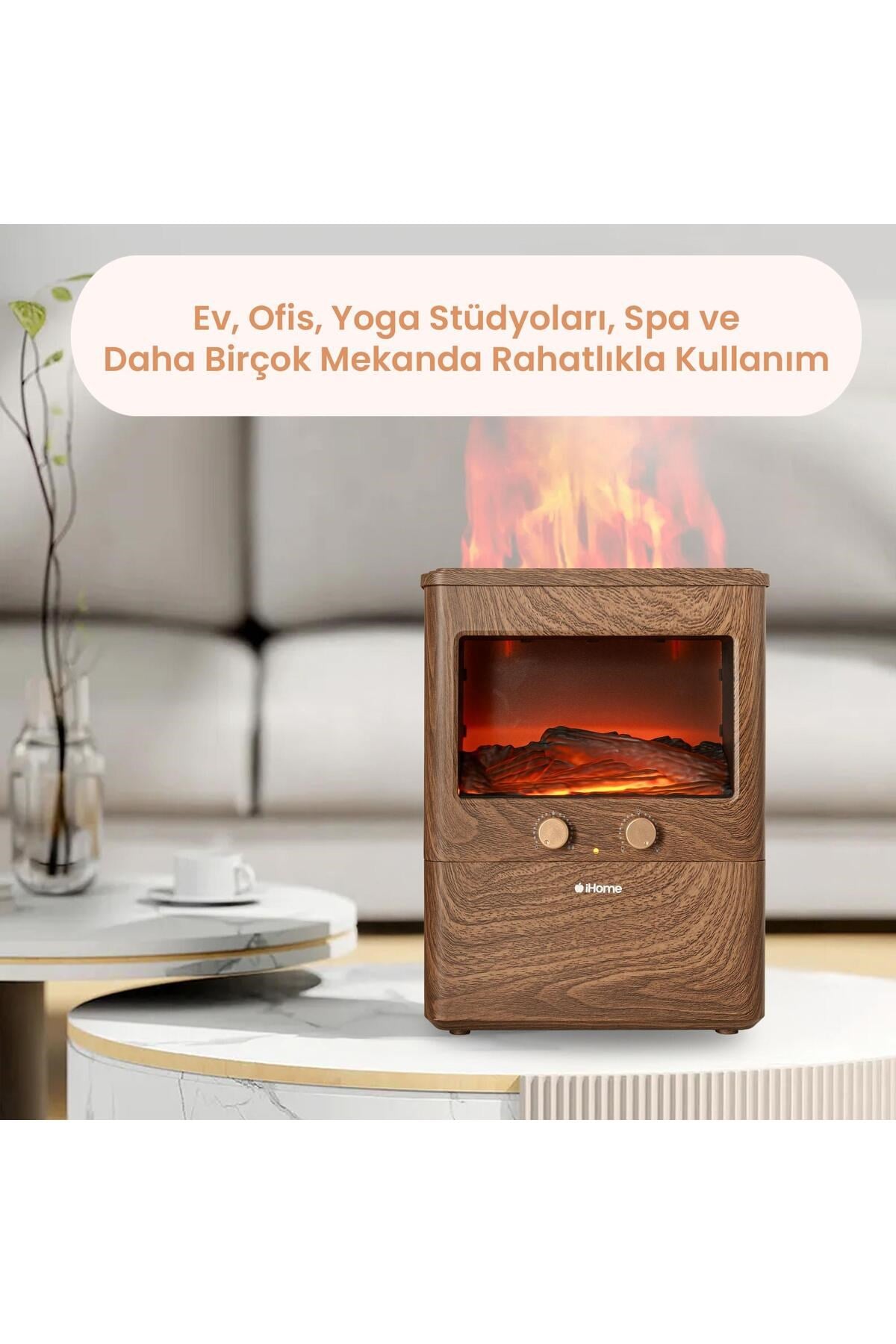 iHome NPD3L 3D Şömine Efektli 3L Aromaterapi Difüzör Ultrasonik Hava Nemlendirici Buhar Makinesi
