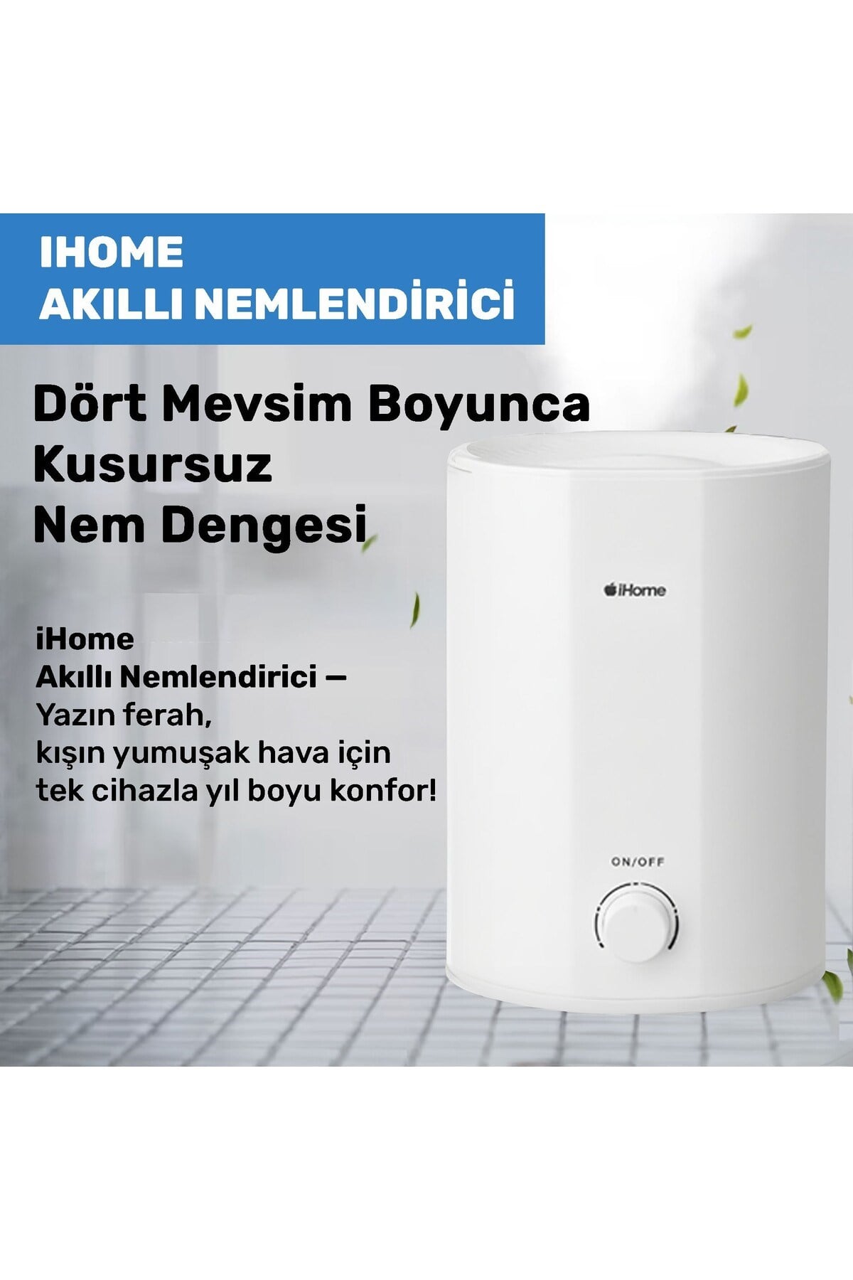 iHome11 2500ml Ayarlanabilir Aromaterapi Difüzör Ultrasonik Hava Nemlendirici Buhar Makinesi
