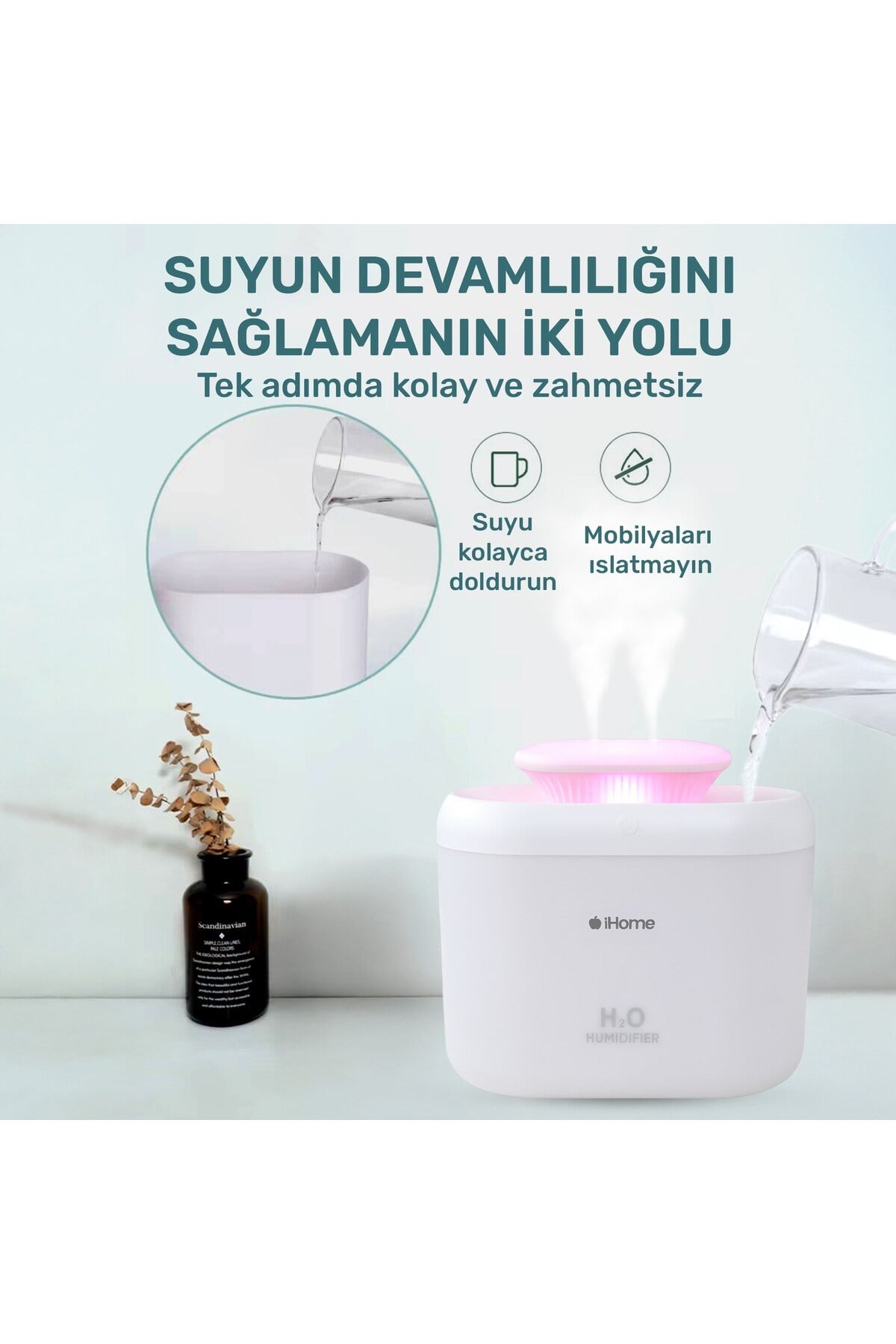 iHome14 RGB Renkli 3300ml Aromaterapi Difüzör Ultrasonik Hava Nemlendirici Buhar Makinesi