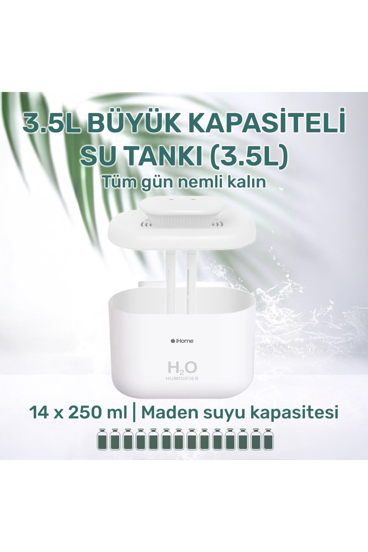 iHome14 RGB Renkli 3300ml Aromaterapi Difüzör Ultrasonik Hava Nemlendirici Buhar Makinesi