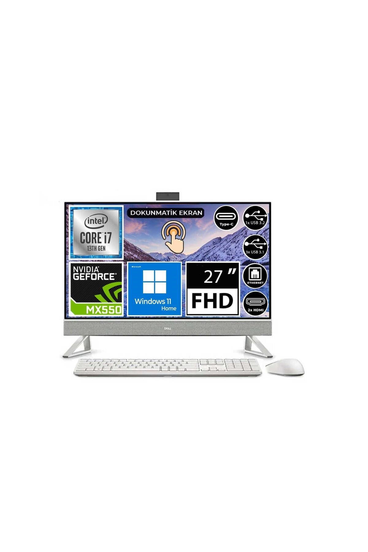 Inspiron 7720 I7720aıo1765wh07 I7-1355u 32gb 2tbssd Mx550 27