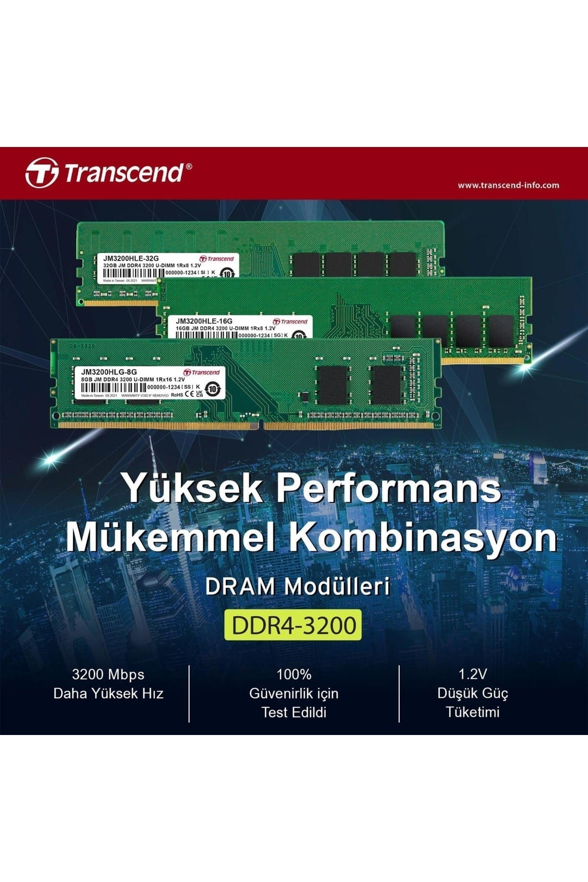 Jm3200hle-32g 32gb Ddr4 3200mhz Cl22 1.2v Masaüstü Ram