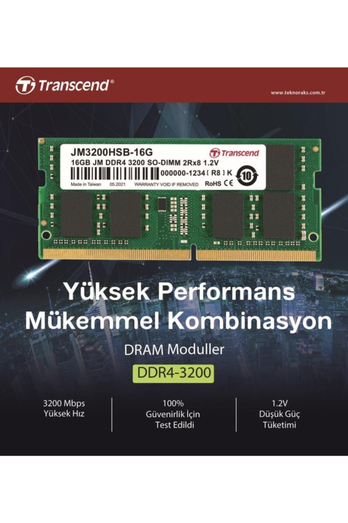 Jm3200hsb-16g 16gb Ddr4 3200mhz Cl22 1.2v Asus Uyumlu Notebook Ram