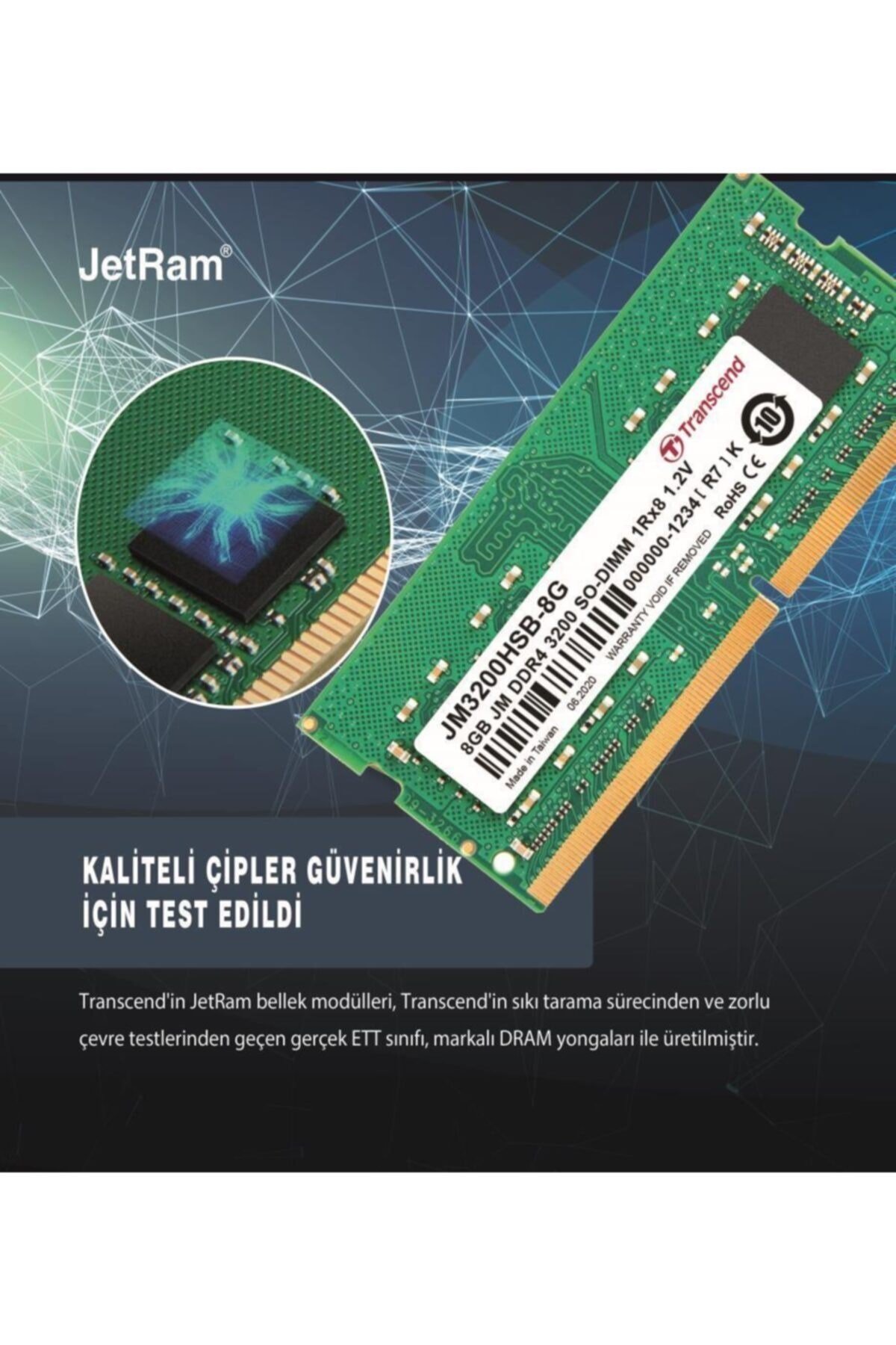 Jm3200hsb-8g 8gb Ddr4 3200mhz Cl22 1.2v Dell Uyumlu Notebook Ram
