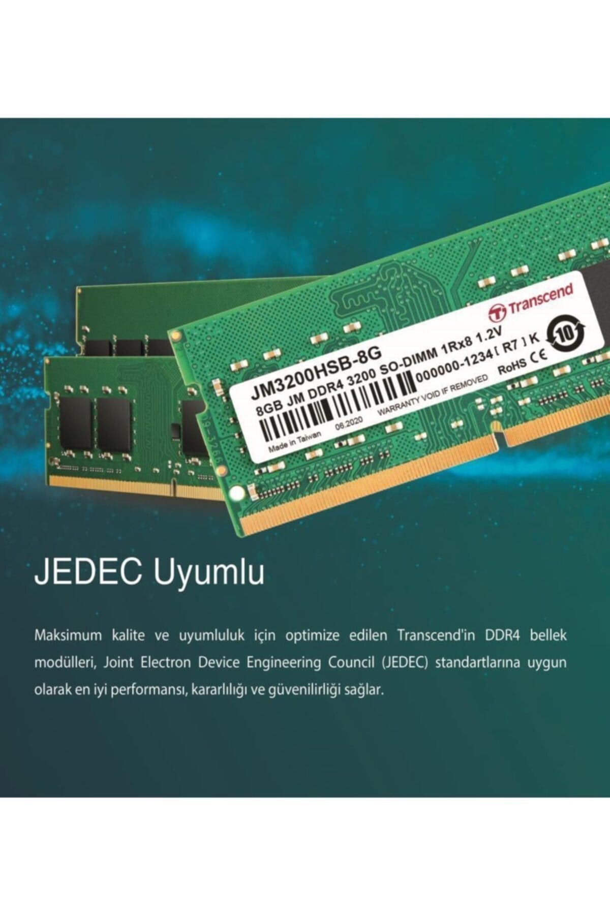 Jm3200hsb-8g 8gb Ddr4 3200mhz Cl22 1.2v Msı Uyumlu Notebook Ram