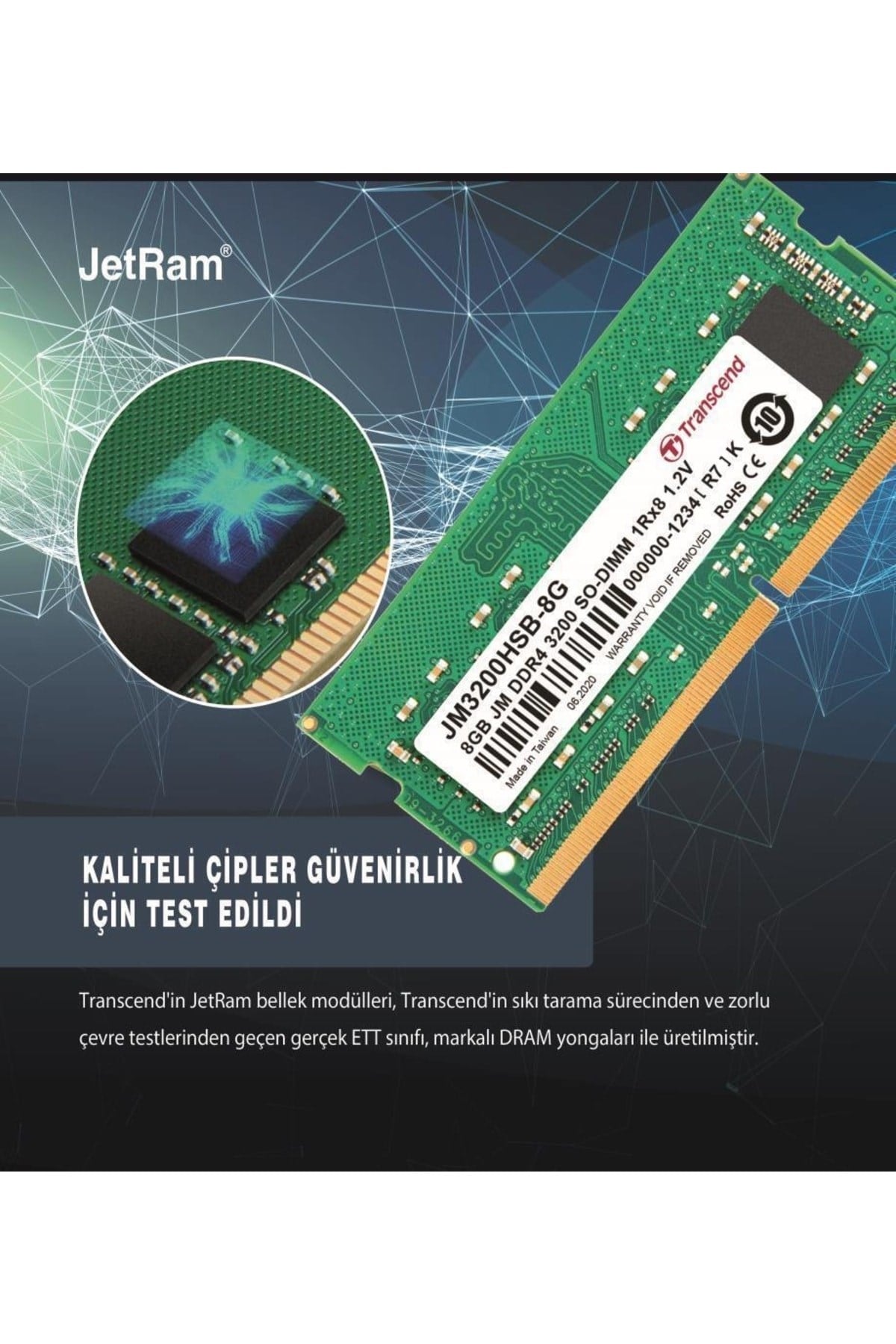 Jm3200hsb-8g 8gb Ddr4 3200mhz Cl22 1.2v Hp Uyumlu Notebook Ram