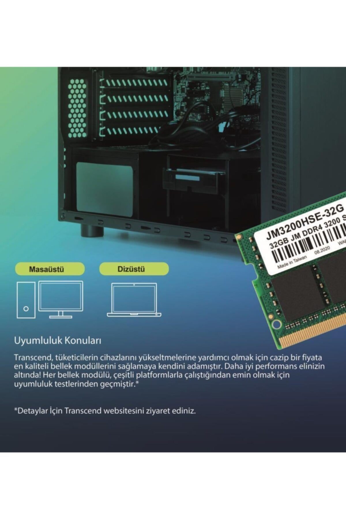 Jm3200hse-32g 32gb Ddr4 3200mhz Cl22 1.2v Acer Uyumlu Notebook Ram