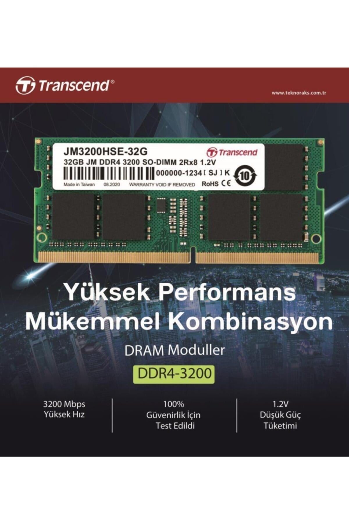 Jm3200hse-32g 32gb Ddr4 3200mhz Cl22 1.2v Acer Uyumlu Notebook Ram