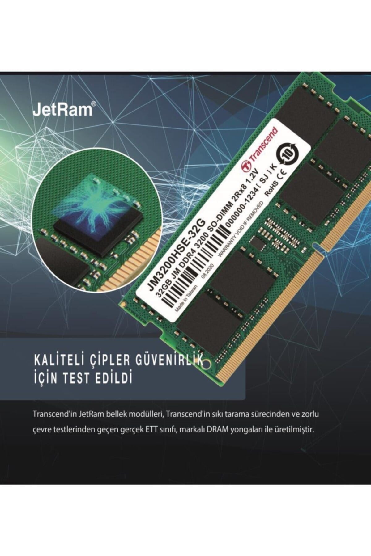 Jm3200hse-32g 32gb Ddr4 3200mhz Cl22 1.2v Acer Uyumlu Notebook Ram