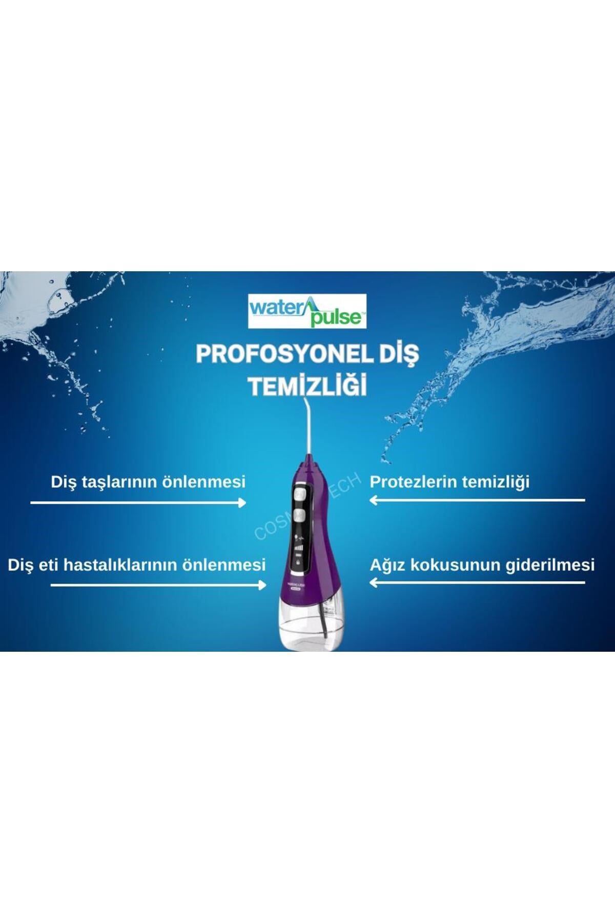 Kablosuz Pro V580 Water Flosser 320ml Taşınabilir Diş/protez Bakım Ve Ağız Duşu Mor