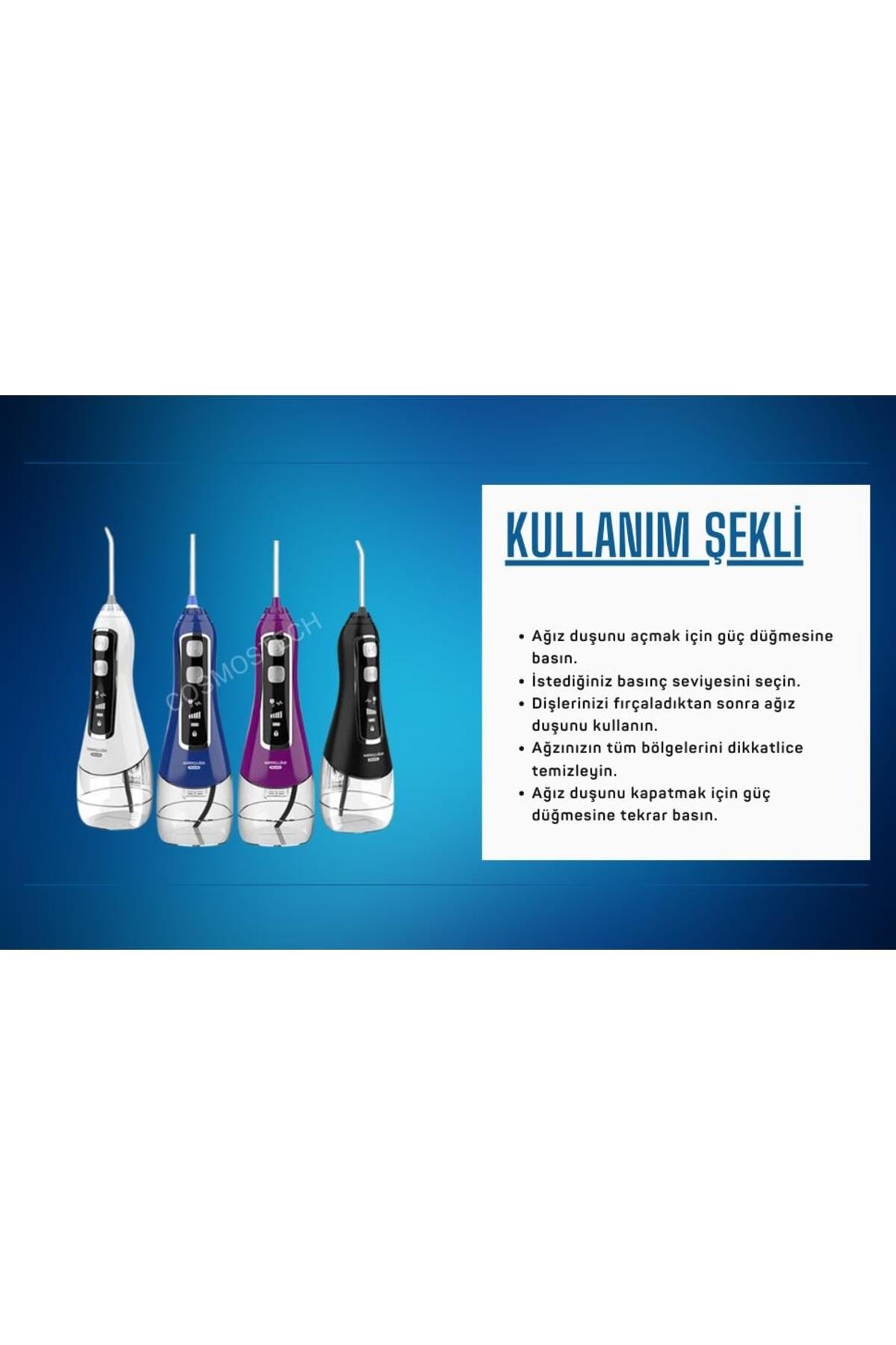 Kablosuz Pro V580 Water Flosser 320ml Taşınabilir Diş/protez Bakım Ve Ağız Duşu Mor