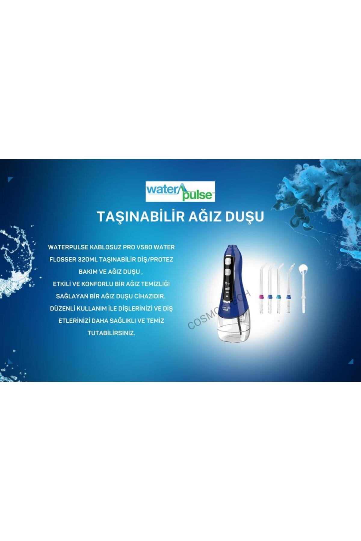 Kablosuz Pro V580 Water Flosser 320ml Taşınabilir Diş/protez Bakım Ve Ağız Duşu Mavi
