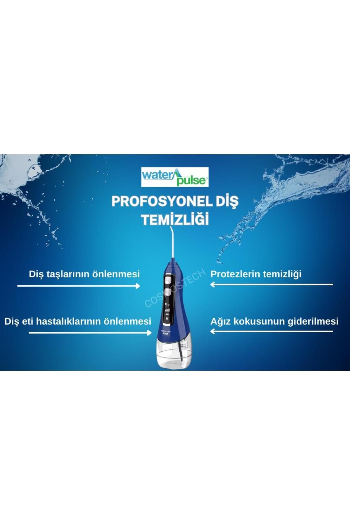 Kablosuz Pro V580 Water Flosser 320ml Taşınabilir Diş/protez Bakım Ve Ağız Duşu Mavi