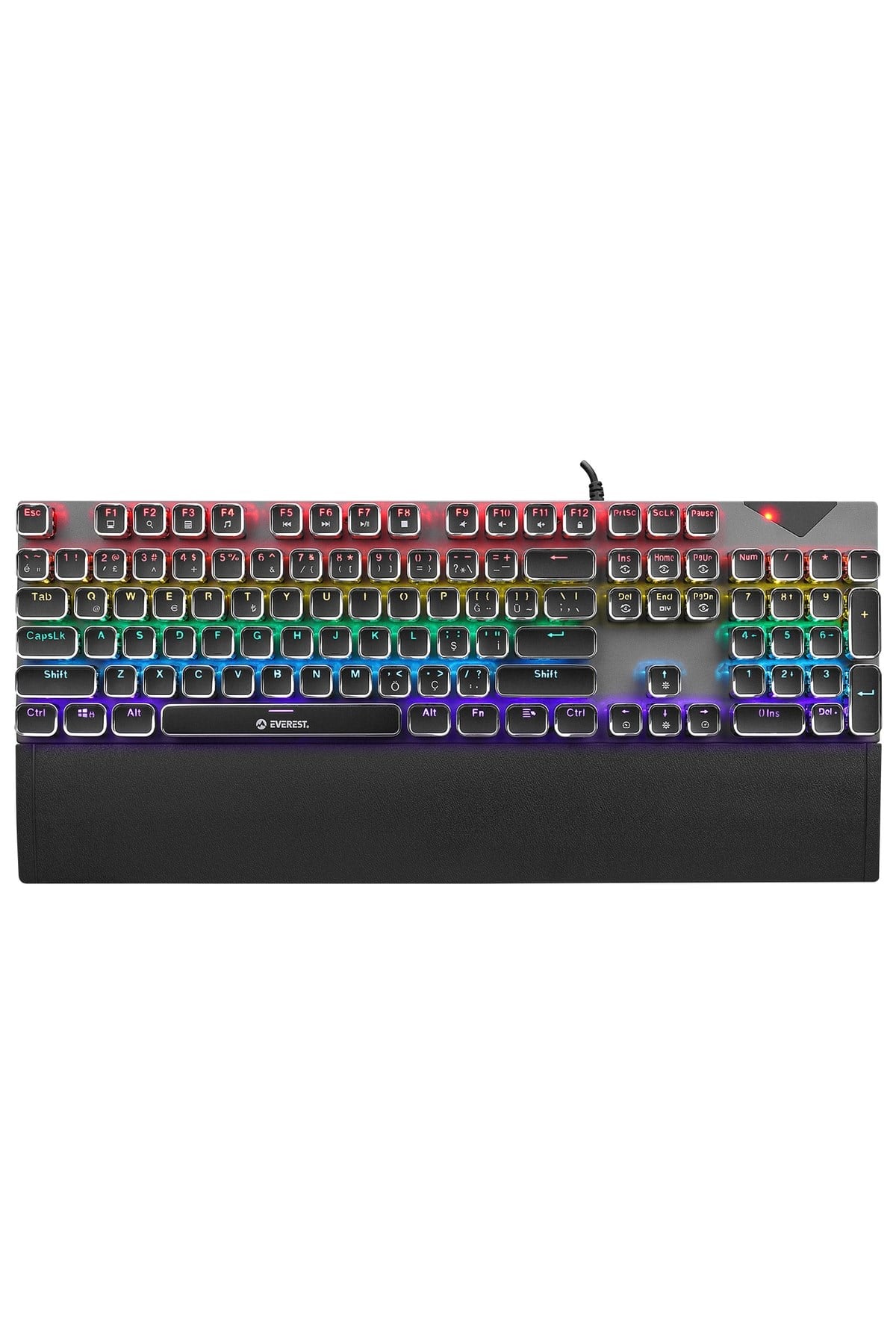 Kb-mk9 Gümüş Usb Bilek Destekli Daktilo Tuşlu Mekanik Q Red Switch Gaming Kablolu Oyuncu Klavyesi