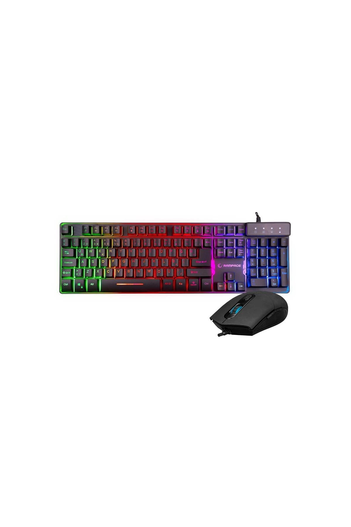 KM-RX9 CYPHER Siyah Usb Gökkuşağı Zemin Aydınlatmalı Q Standart Oyuncu Klavye + Mouse Set