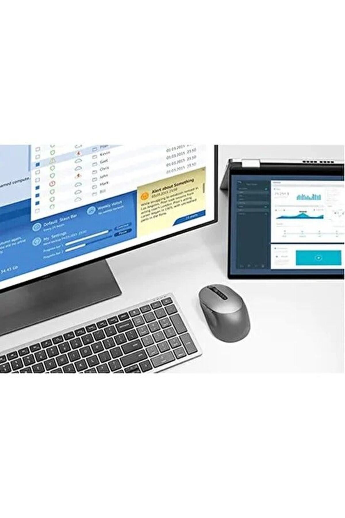 KM7120W Kablosuz Klavye Mouse Set TR-Gri- Siyah 580-AIWJ (5397184289488)