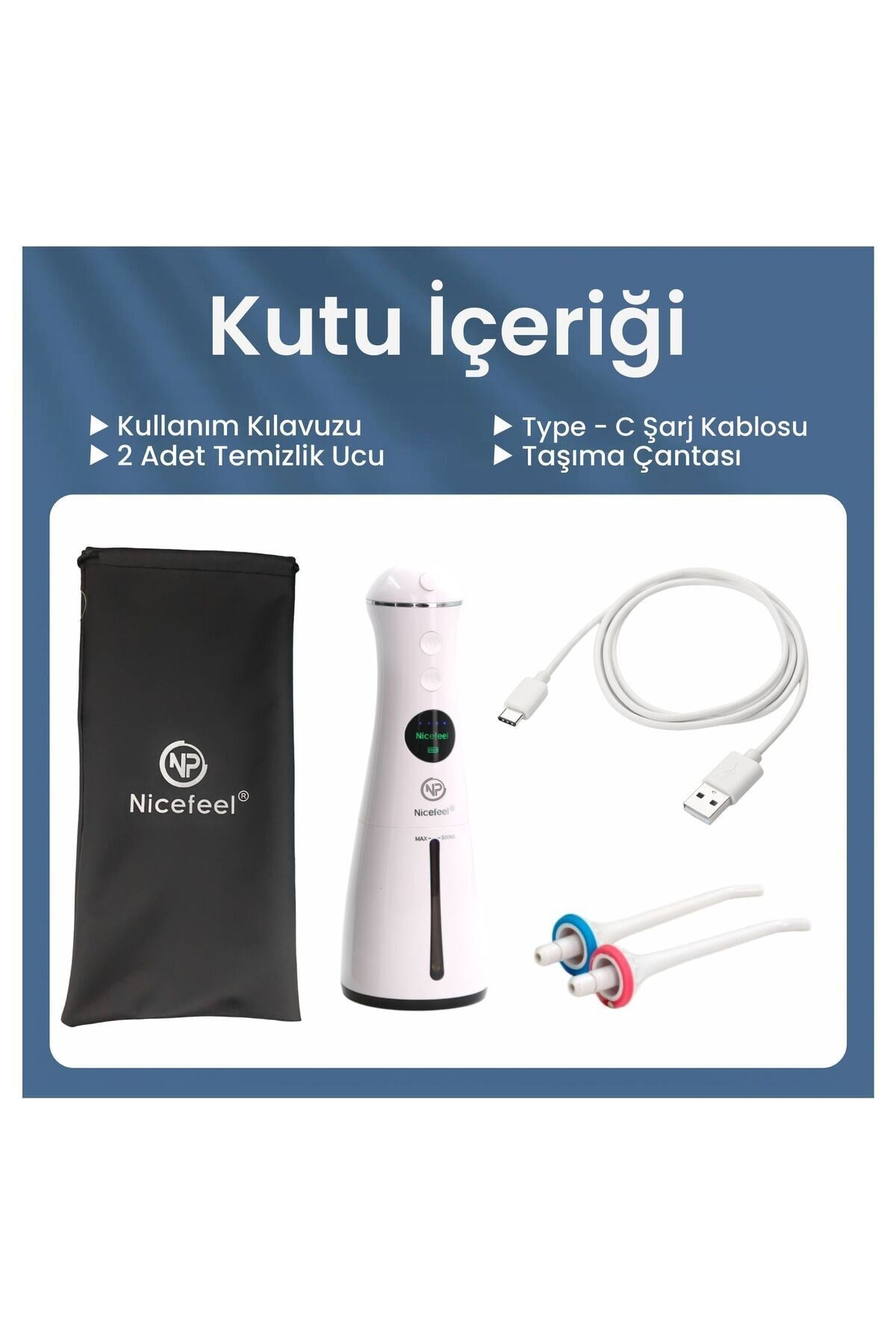 Komple Ağız Temizliği Nicefeel Fc1596 Taşınabilir,şarjlı,masajlı,diş Teli/protez Bakım Profesyonel