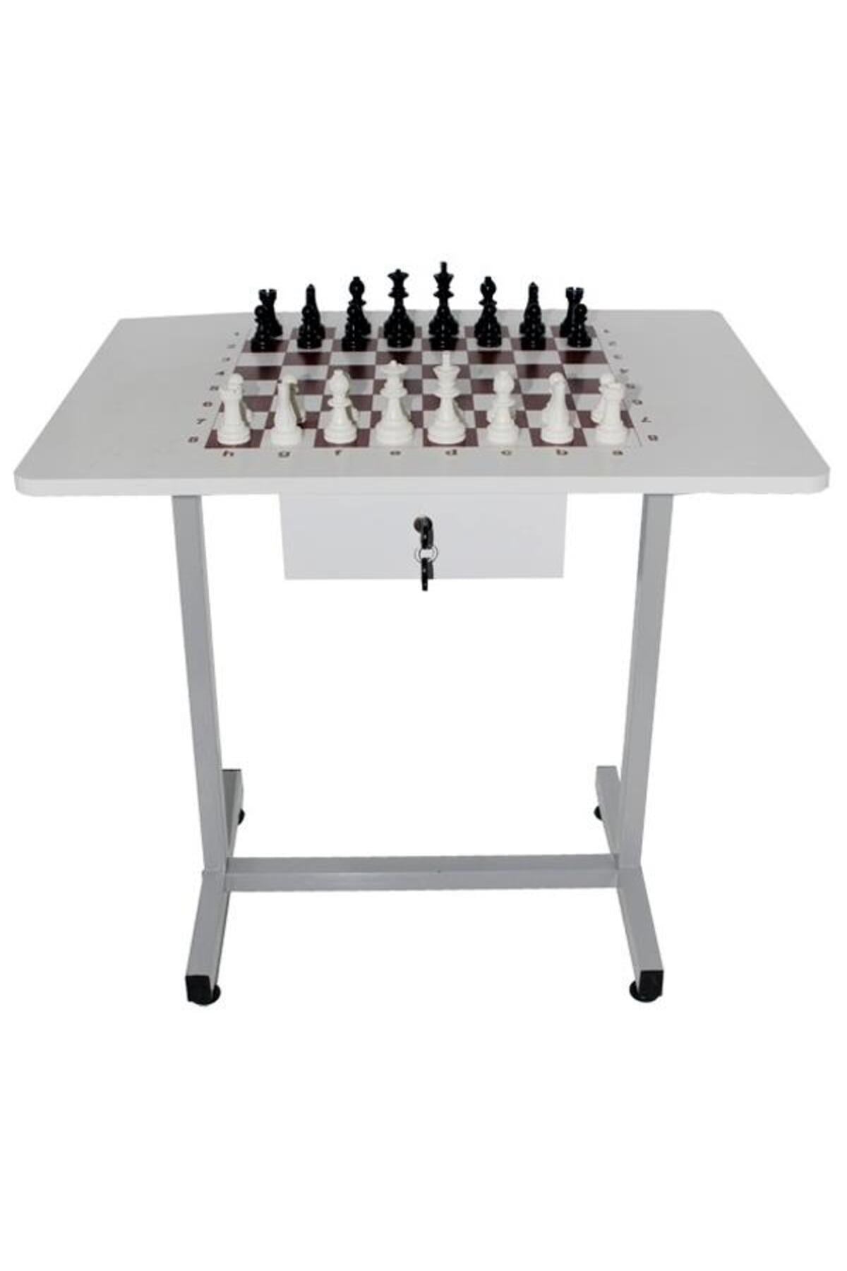 Komple Metal Ayaklı Satranç Masası 60x80 cm PAN606