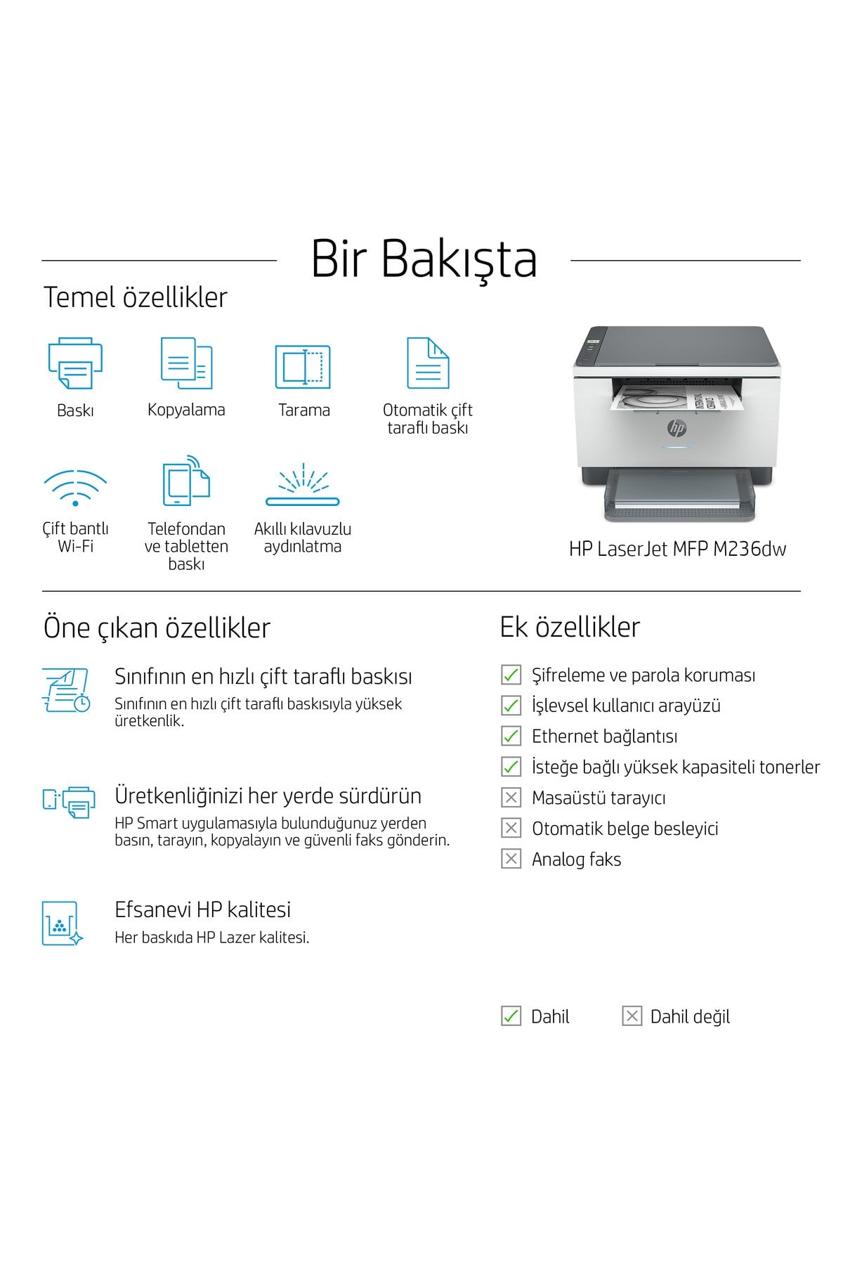 Laserjet M236dw 9yf95a Wi-fi Fotokopi Tarayıcı Dubleks Baskılı Mono Çok Fonksiyonlu Yazıcı