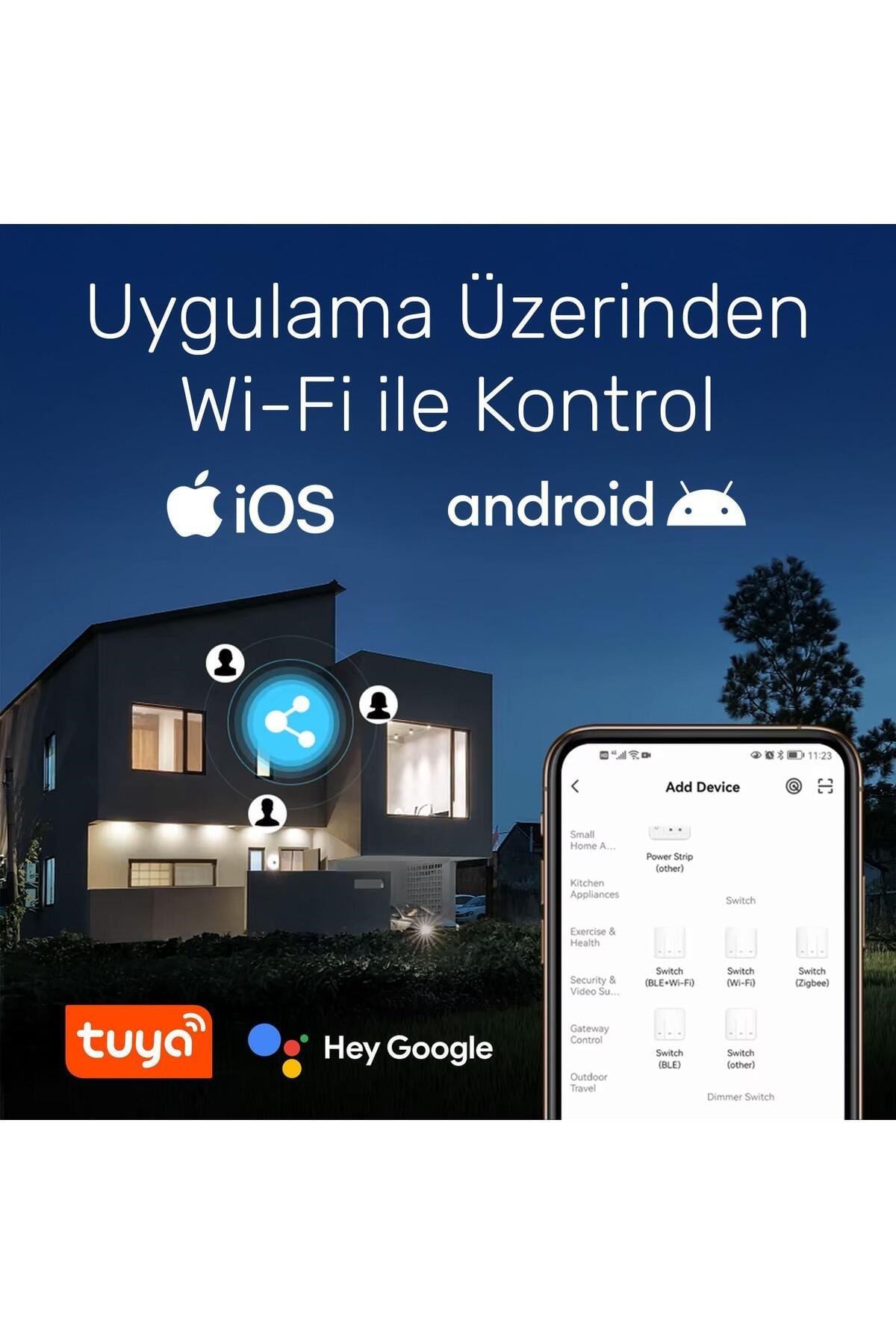 Lc05 Dokunmatik Wifi Tuya Destekli  3'lü Akıllı  Elektrik Anahtarı + Çift Usb Çıkışlı Elektrik P
