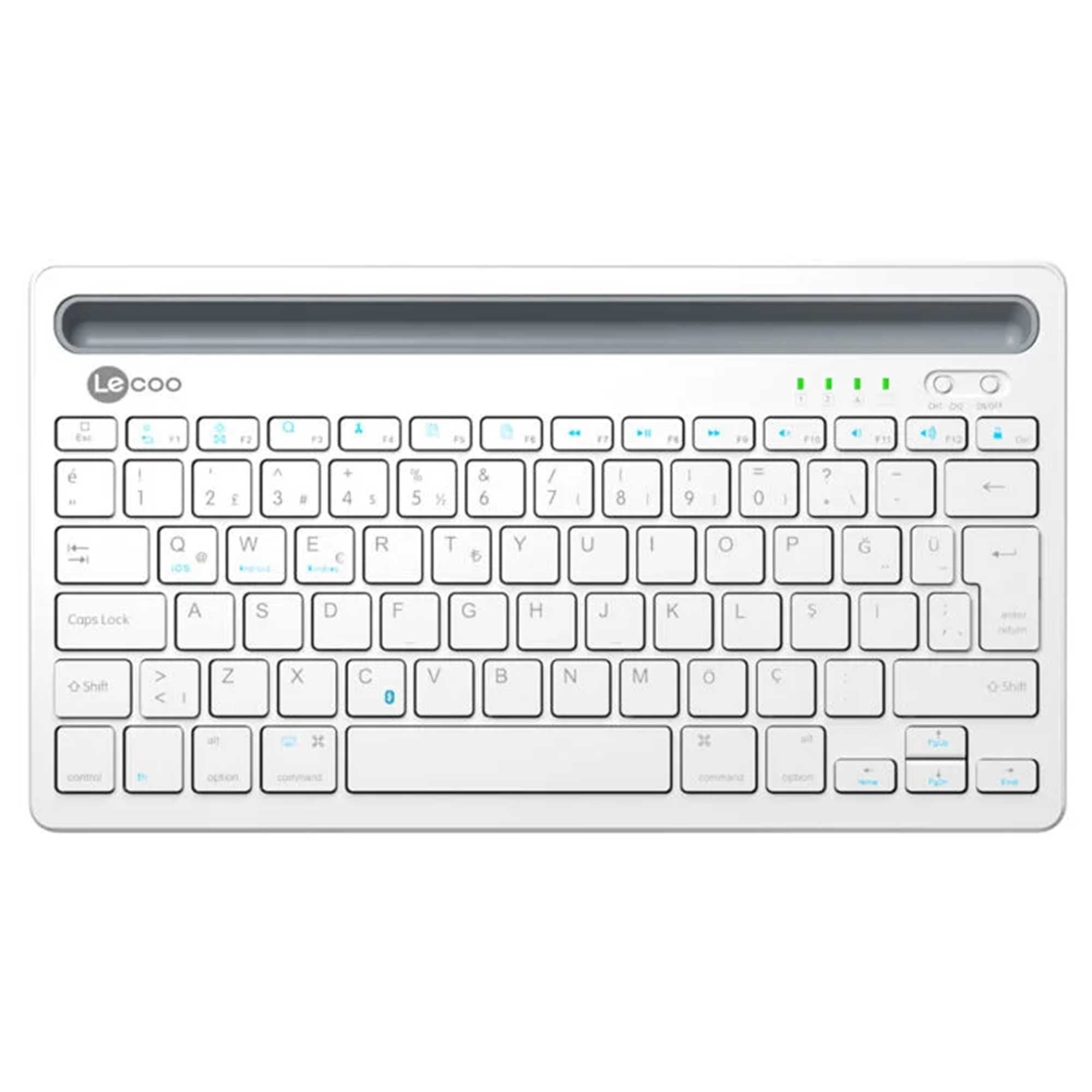 Lecoo BK100 Bluetooth V3.0 Şarj Edilebilir Beyaz Kablosuz Türkçe Q Klavye